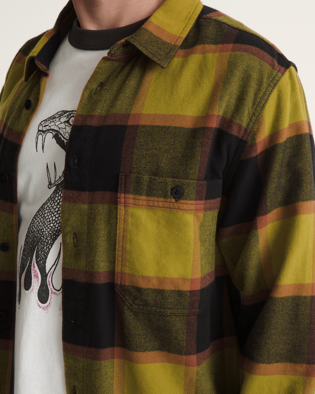Larkspur Plaid Flannel Shirt in Burnt Gold Yellow / Black | Vans discount