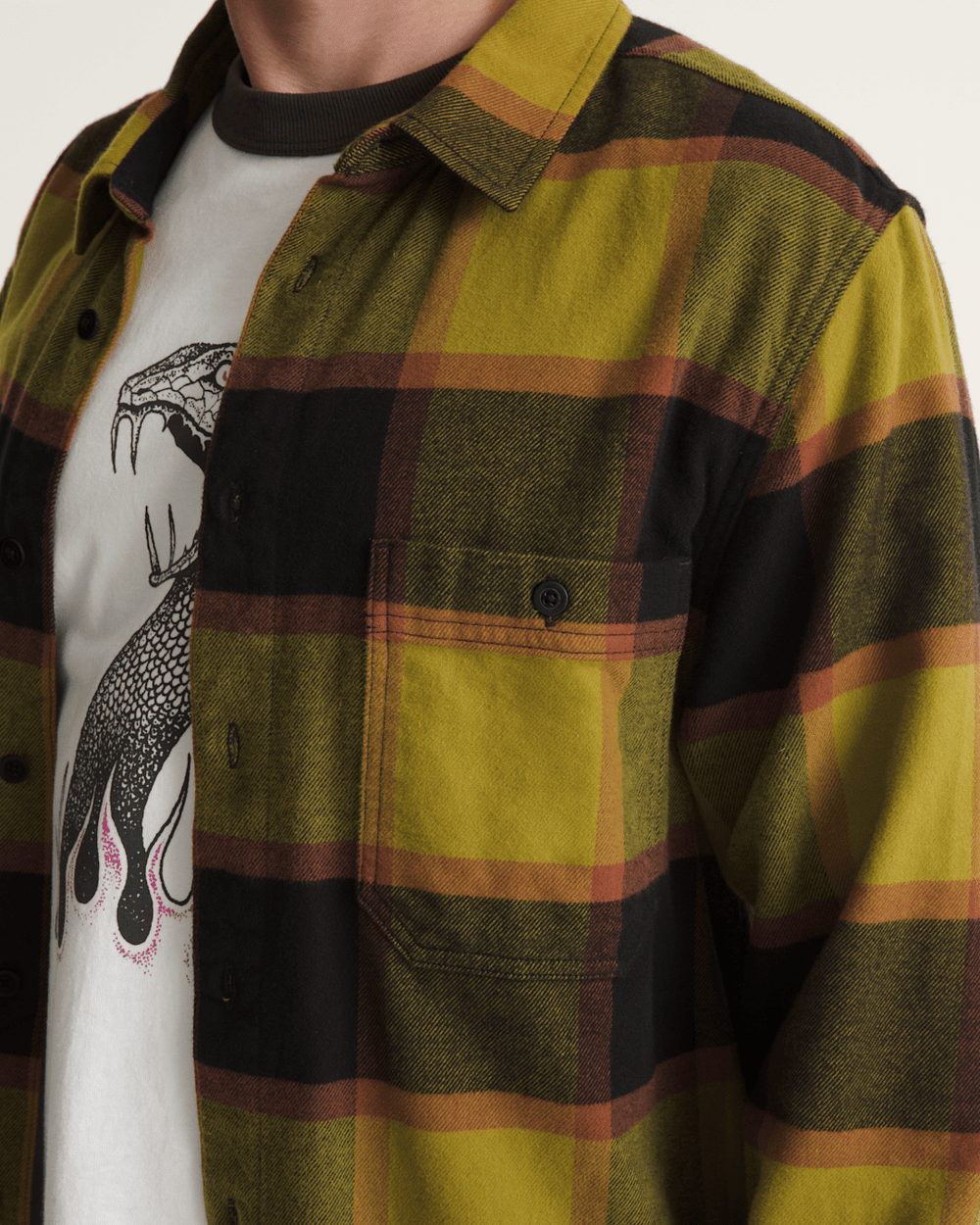 Larkspur Plaid Flannel Shirt in Burnt Gold Yellow / Black | Vans discount