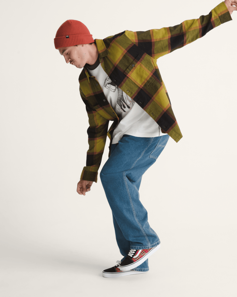 Larkspur Plaid Flannel Shirt in Burnt Gold Yellow / Black | Vans discount