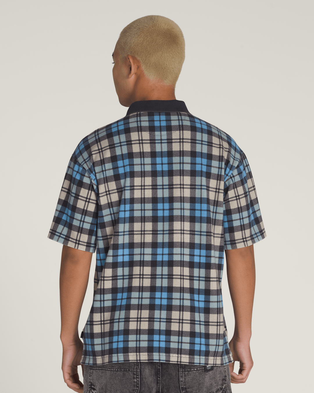 Bellmoor Plaid Polo Shirt in Parisian Night Blue / London Fog Grey | Vans sale