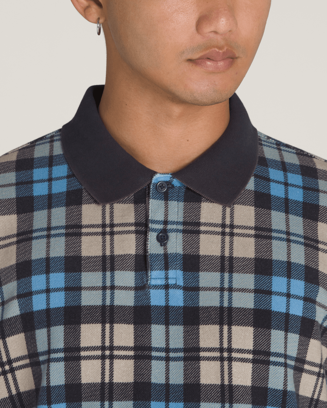 Bellmoor Plaid Polo Shirt in Parisian Night Blue / London Fog Grey | Vans sale