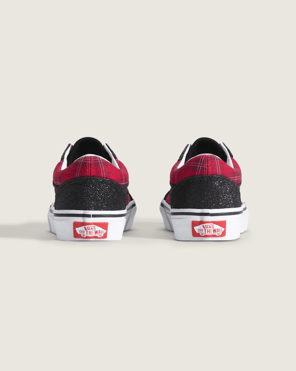 Little Kids Old Skool Shoe in Glitter Plaid Red / Black | Vans outlet