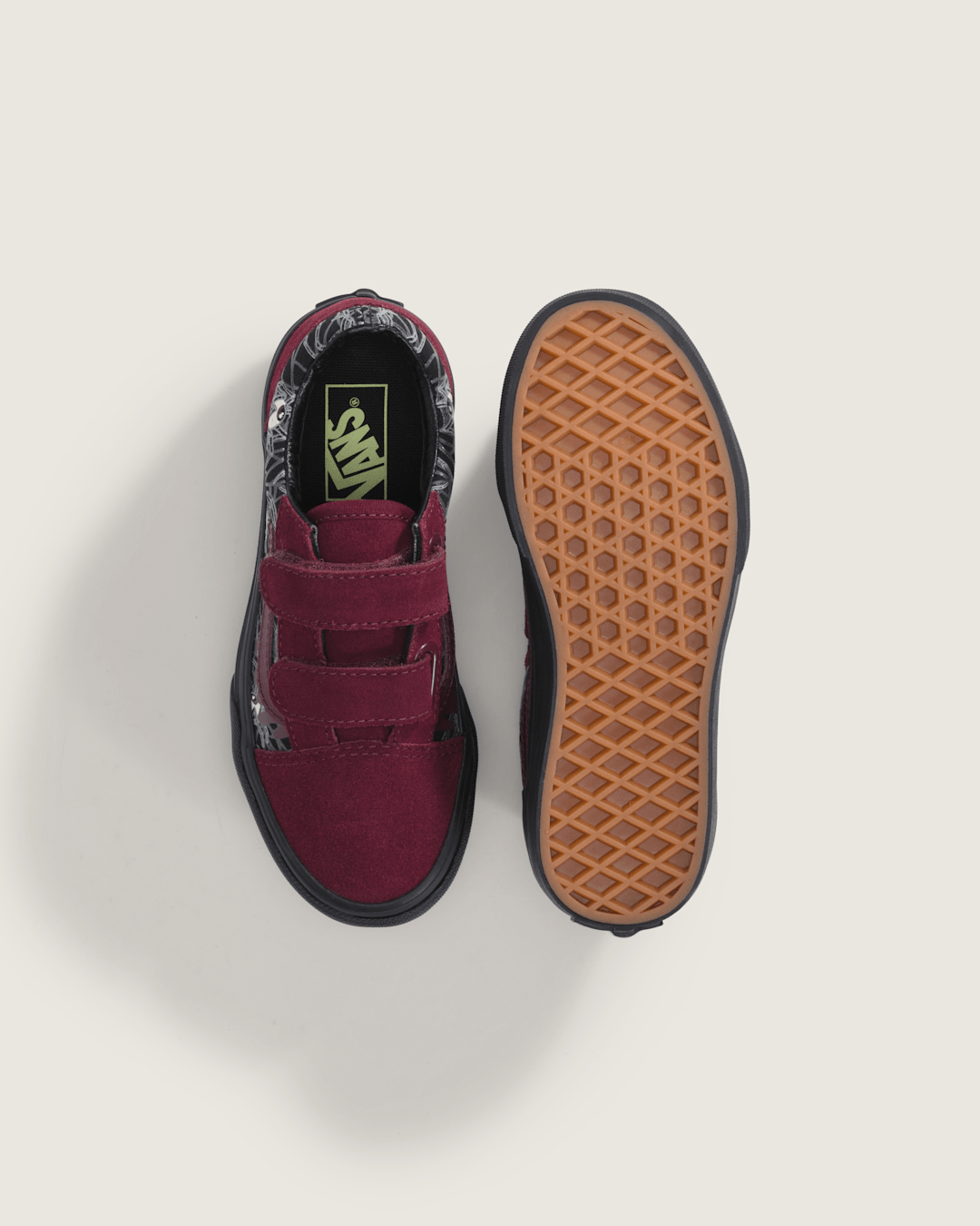 Little Kids Old Skool V Halloween Shoe in In the Shadows Black / Port Red | Vans near me
