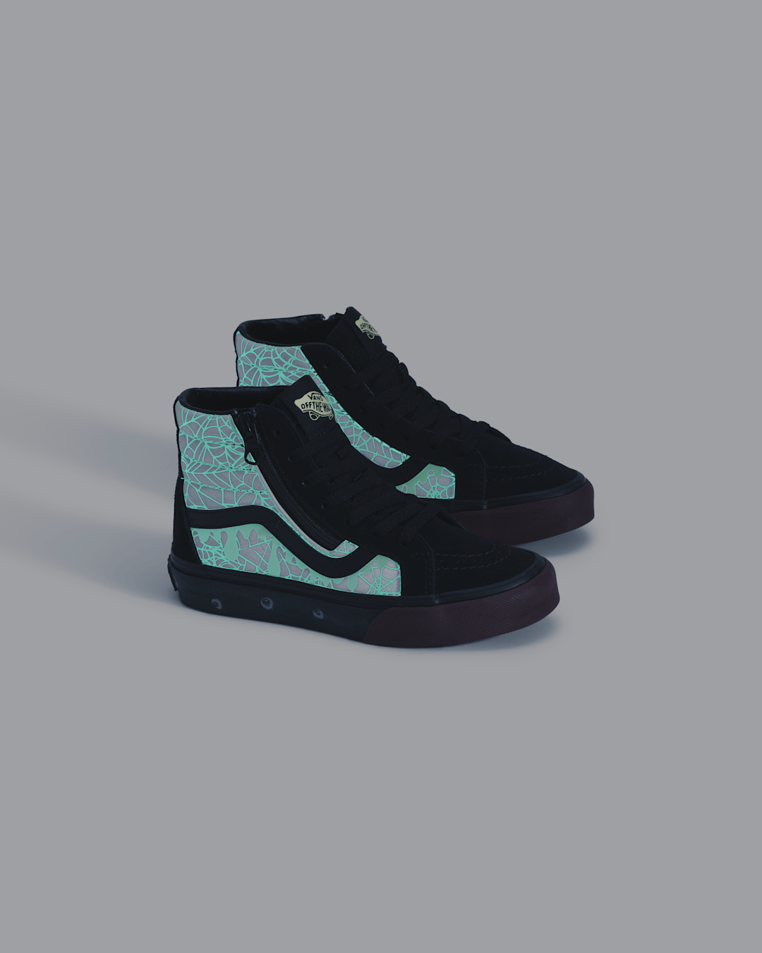 Little Kids Sk8-Hi Side Zip Halloween Shoe in In the Shadows Black / Port Red | Vans online