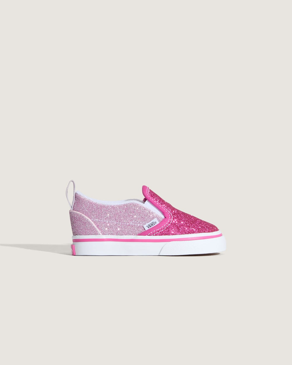 Toddler Classic Slip-On V Shoe in Glitter Raspberry Rose Pink | Vans outlet