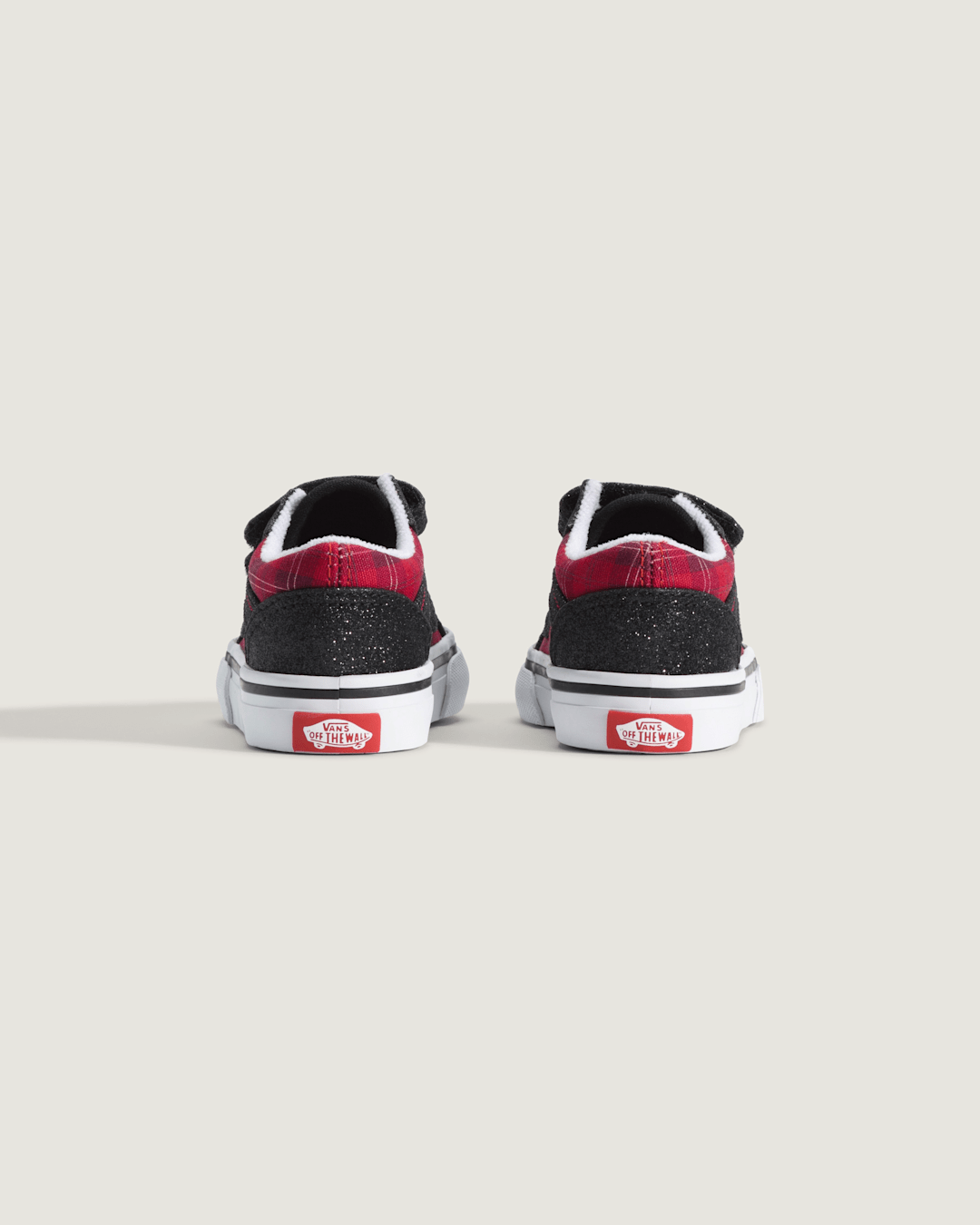 Toddler Old Skool V Shoe in Glitter Plaid Red / Black | Vans on sale
