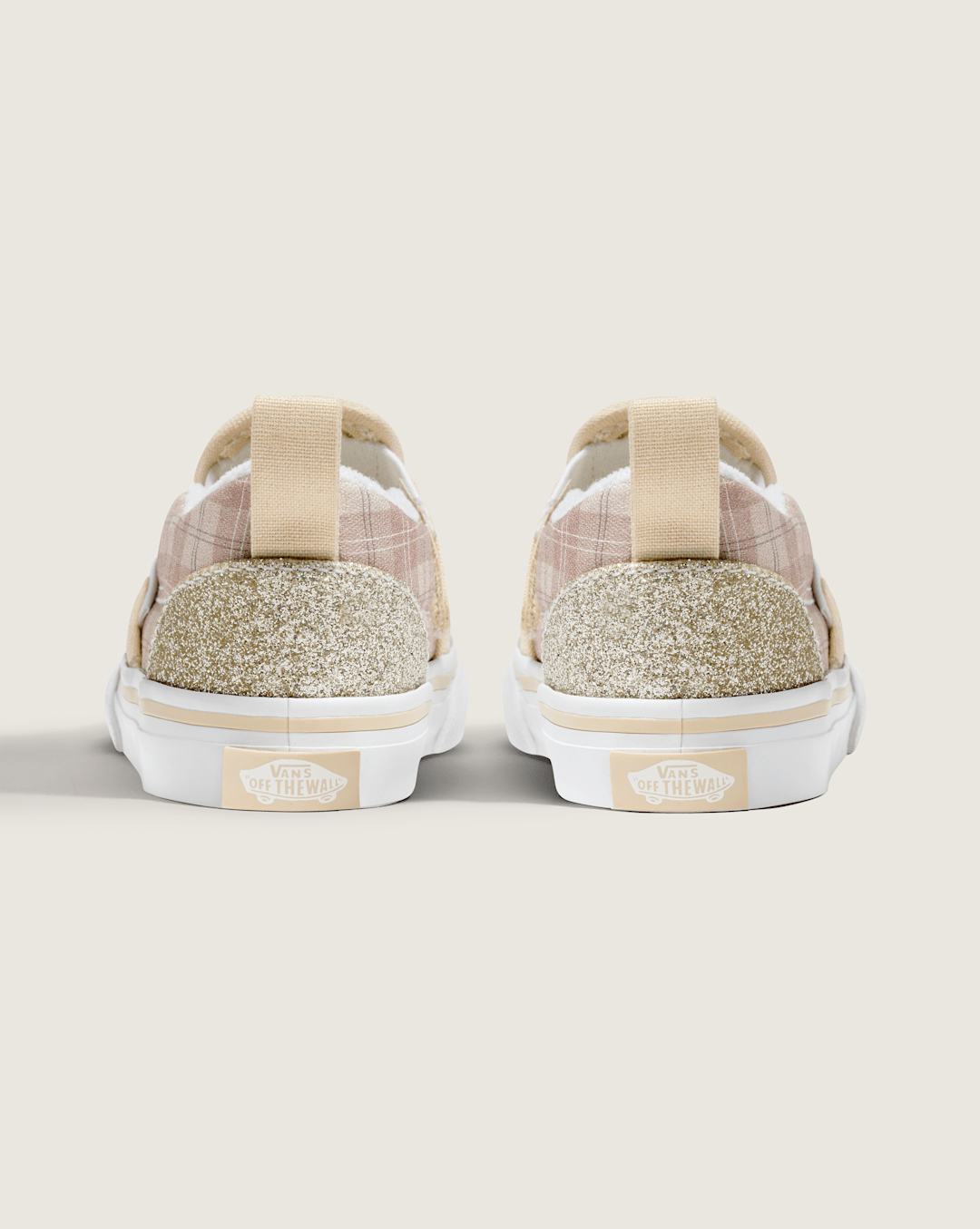 Toddler Classic Slip-On V Shoe in Glitter Plaid Incense Brown | Vans outlet