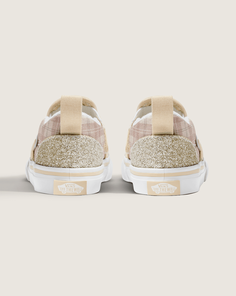 Toddler Classic Slip-On V Shoe in Glitter Plaid Incense Brown | Vans outlet