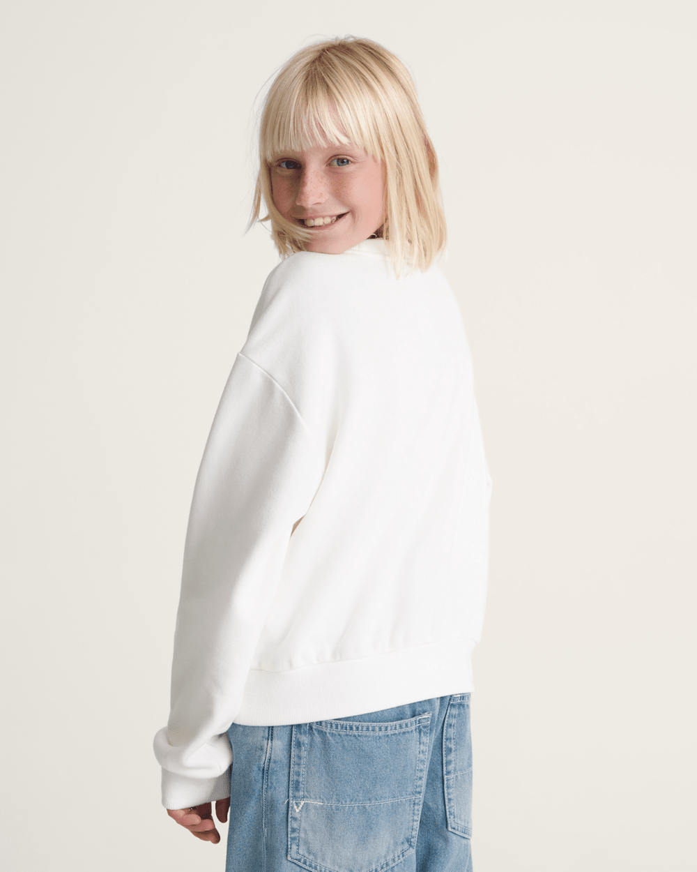 Kids Flow Field Crew Sweatshirt in Marshmallow White | Vans discount