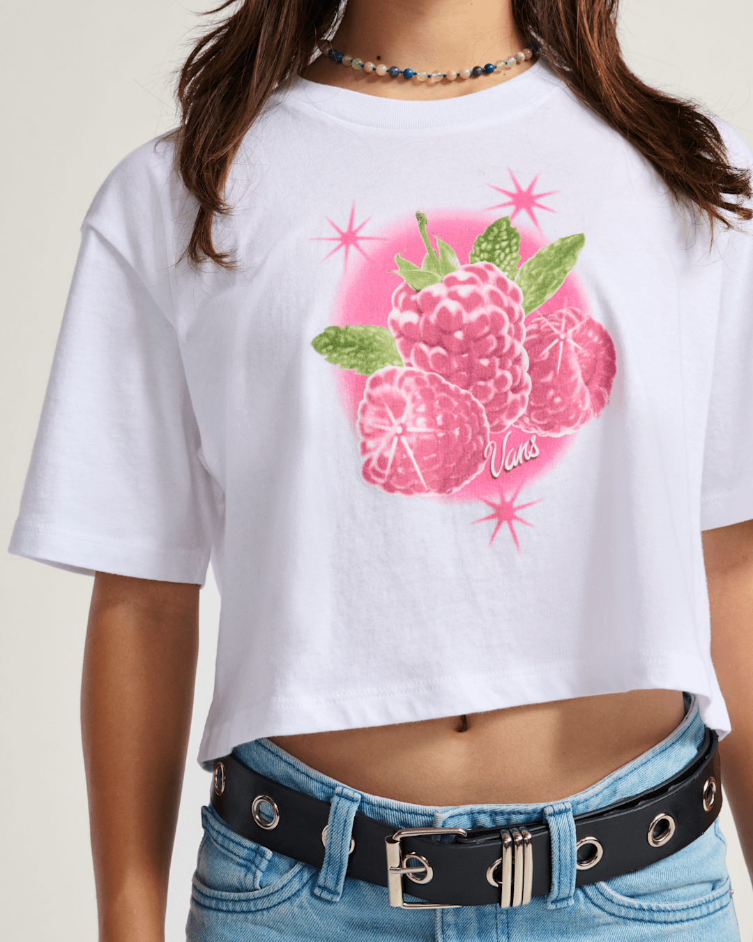 Kids Star Berries Crop T-Shirt in White | Vans online