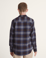 Kids Bixby Plaid Flannel Shirt in Dark Port Red / Pewter Heather Grey | Vans outlet