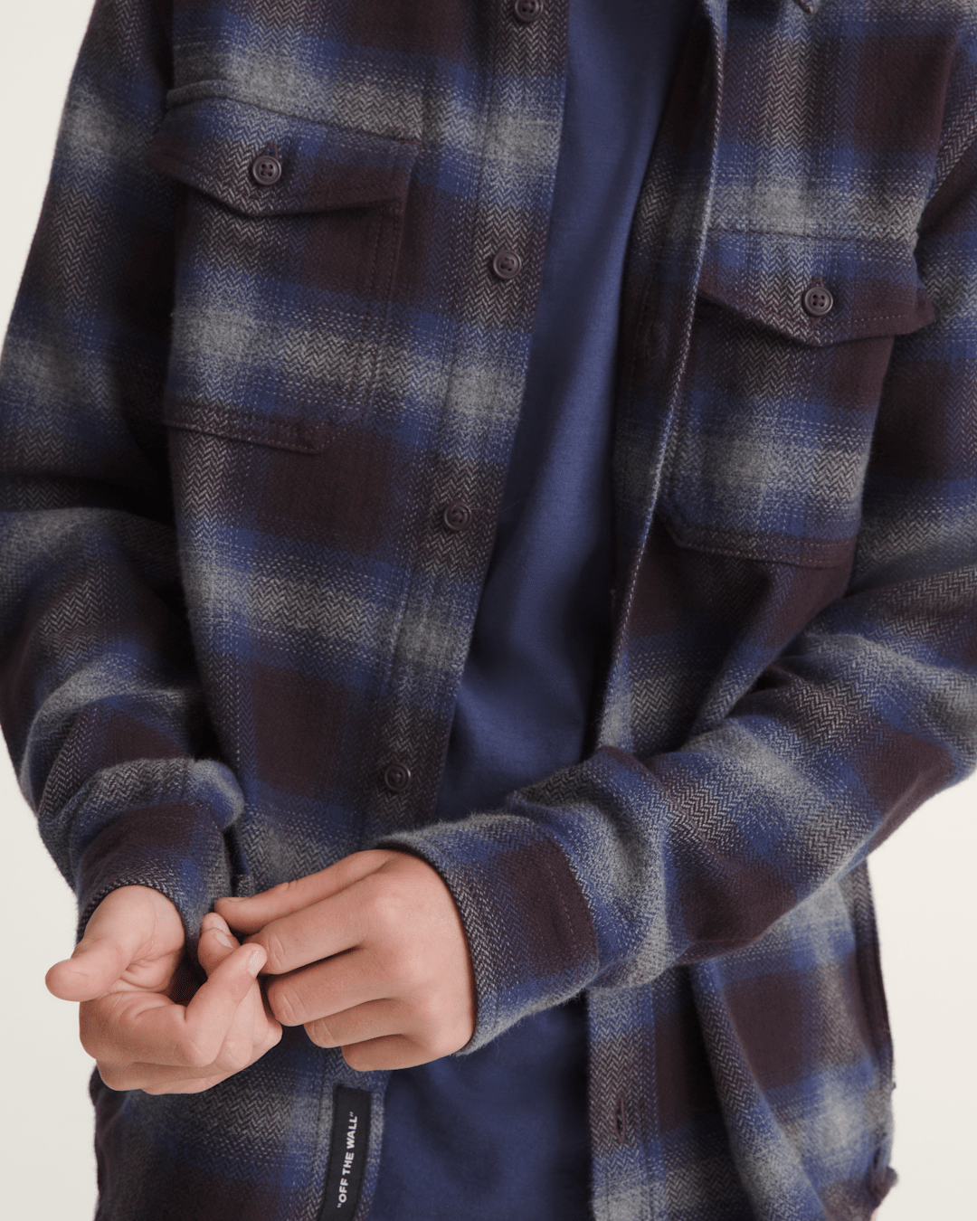 Kids Bixby Plaid Flannel Shirt in Dark Port Red / Pewter Heather Grey | Vans outlet
