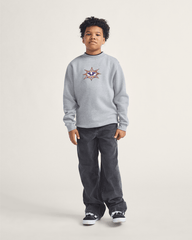Kids Star Checker Crew Sweatshirt in Cement Heather Grey | Vans discount