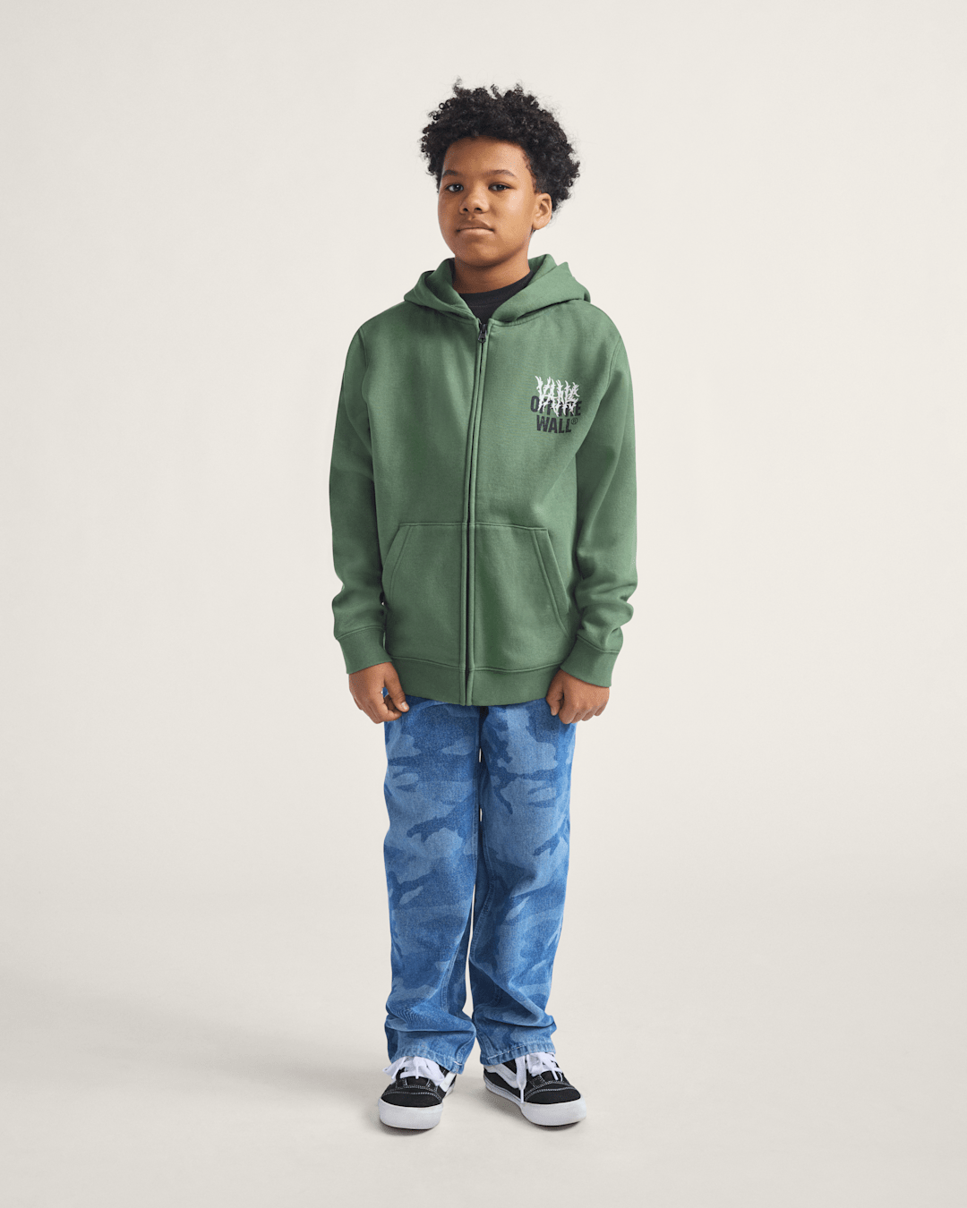 Kids Metal Wall Zip Hoodie in Pine Forest Green | Vans online