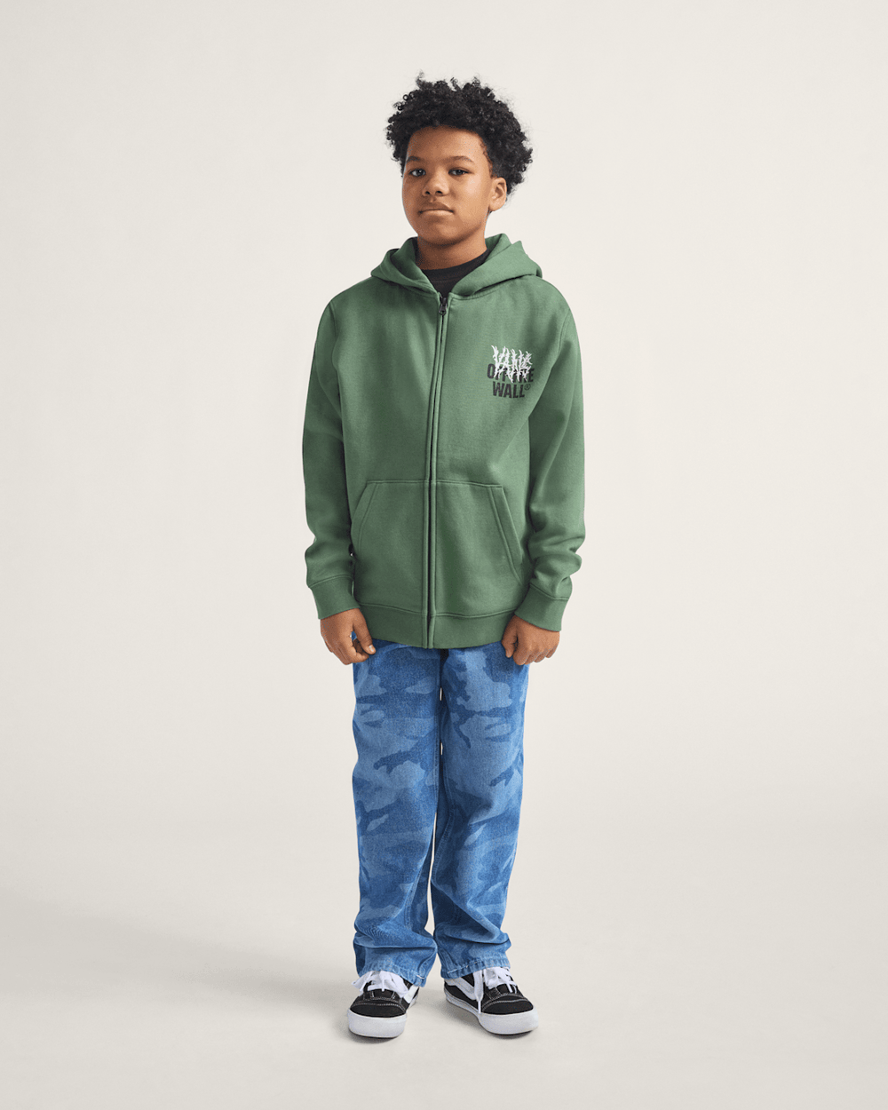 Kids Metal Wall Zip Hoodie in Pine Forest Green | Vans online