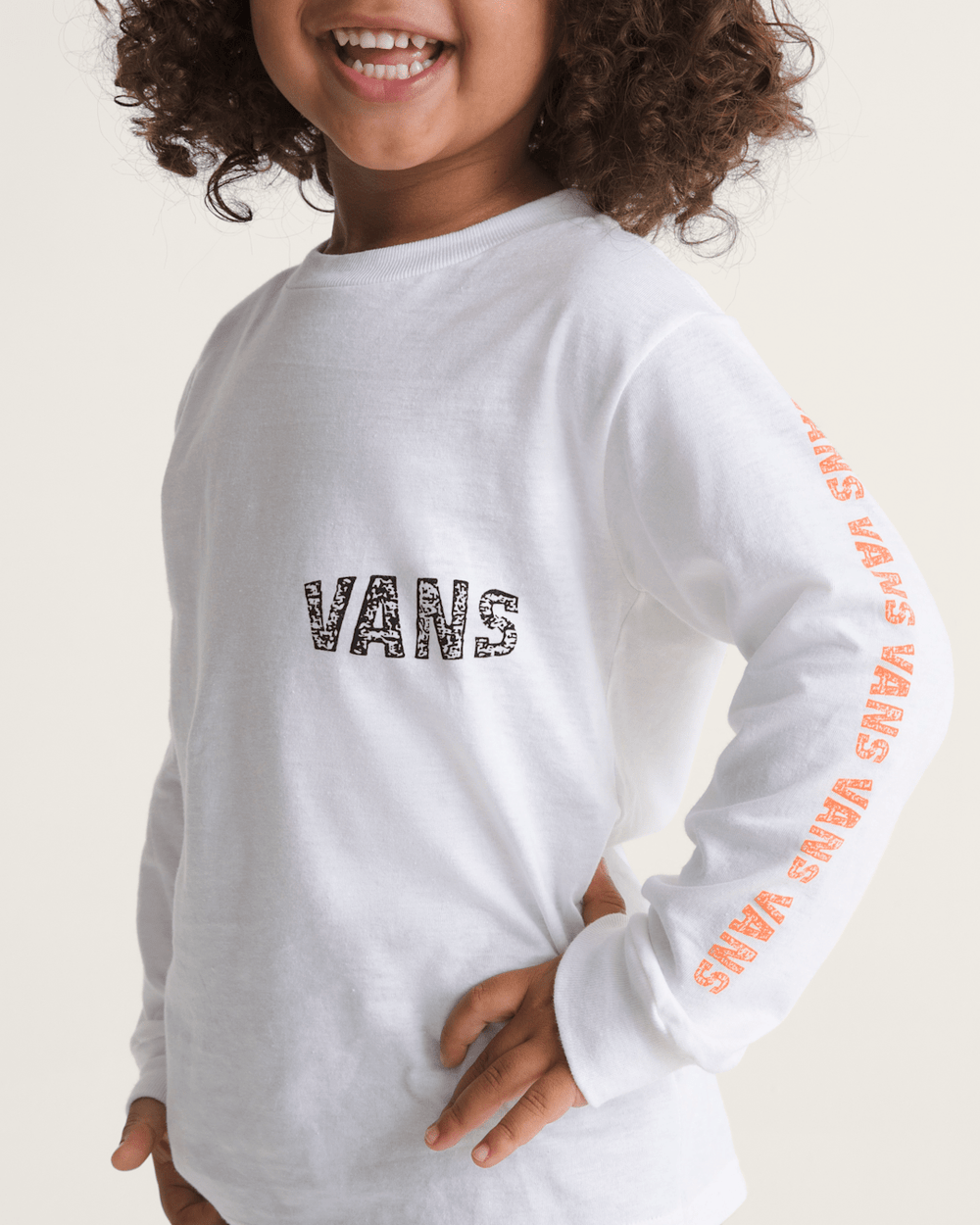 Little Kids Racing Flames Long Sleeve T-Shirt in White | Vans near me
