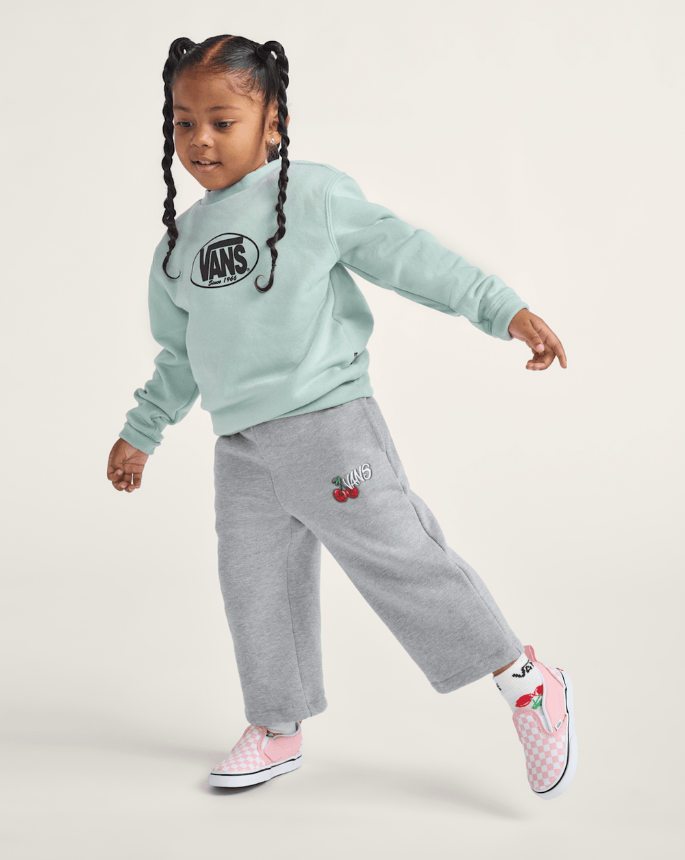Little Kids Classic Oval Crew Sweatshirt in Grey Olive Green | Vans on sale