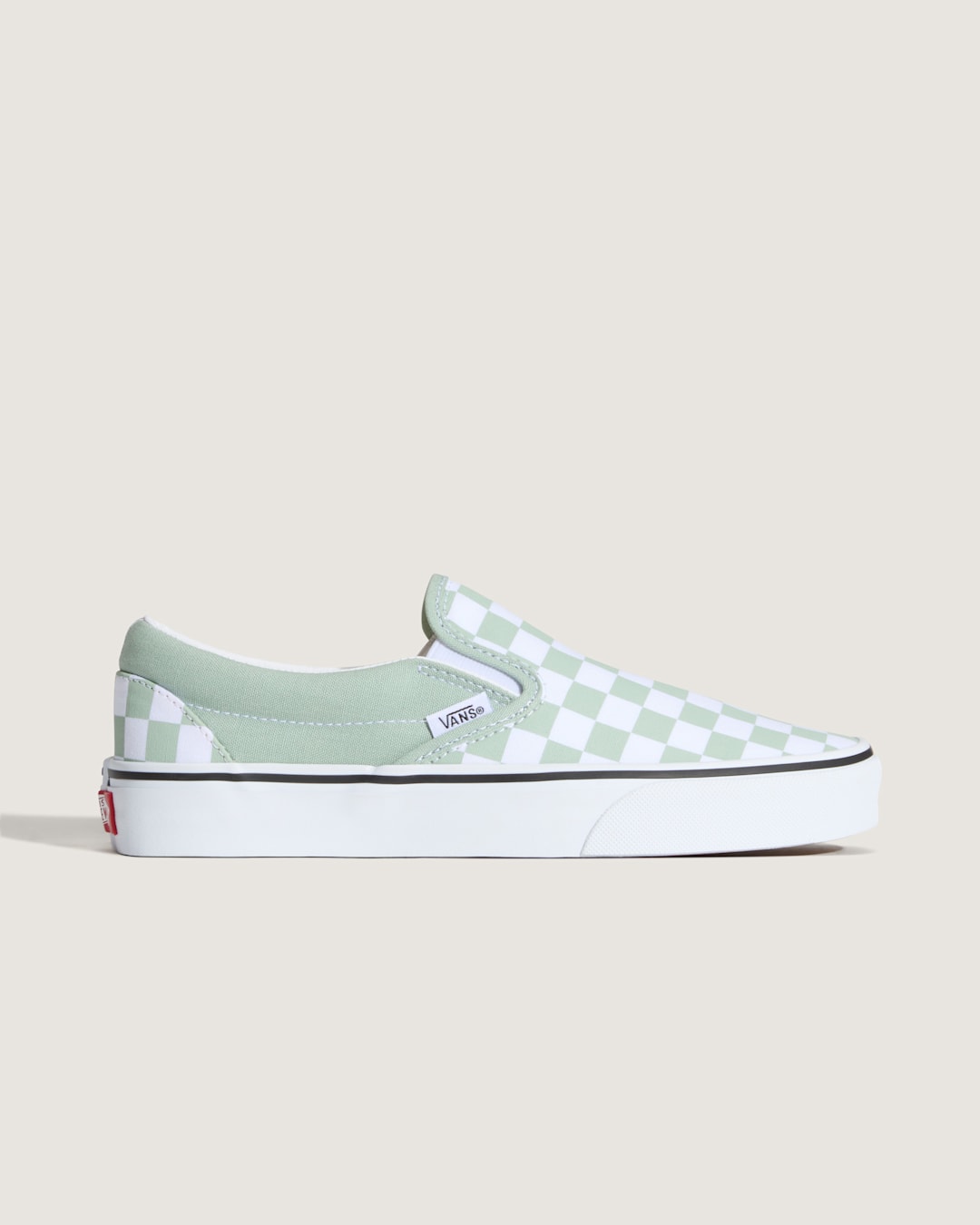 Classic Slip-On Checkerboard Shoe in Grey Olive Green / White | Vans online