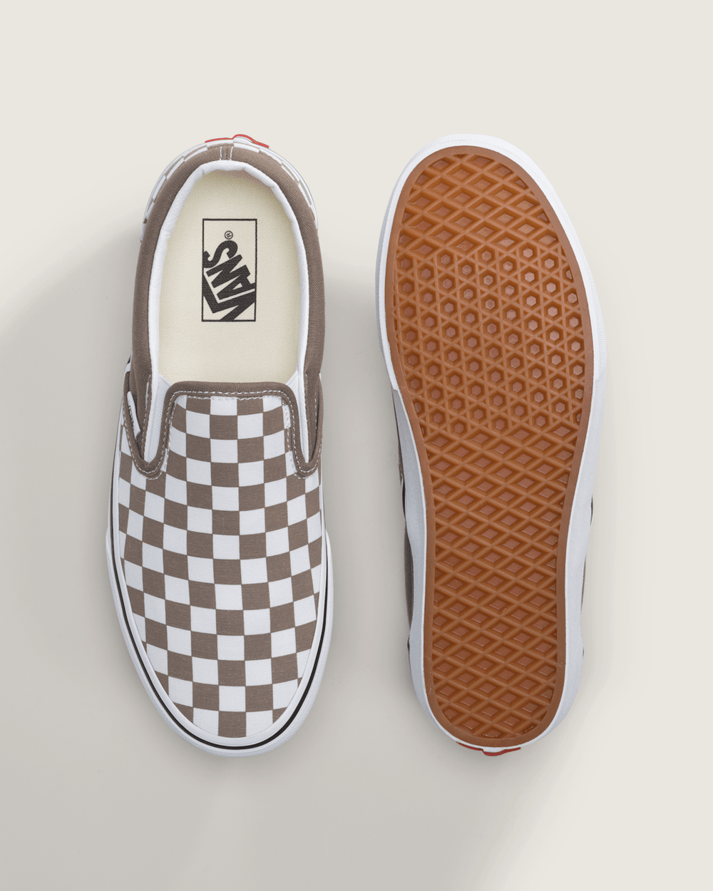 Classic Slip-On Checkerboard Shoe in Checkerboard Walnut Brown / White | Vans outlet