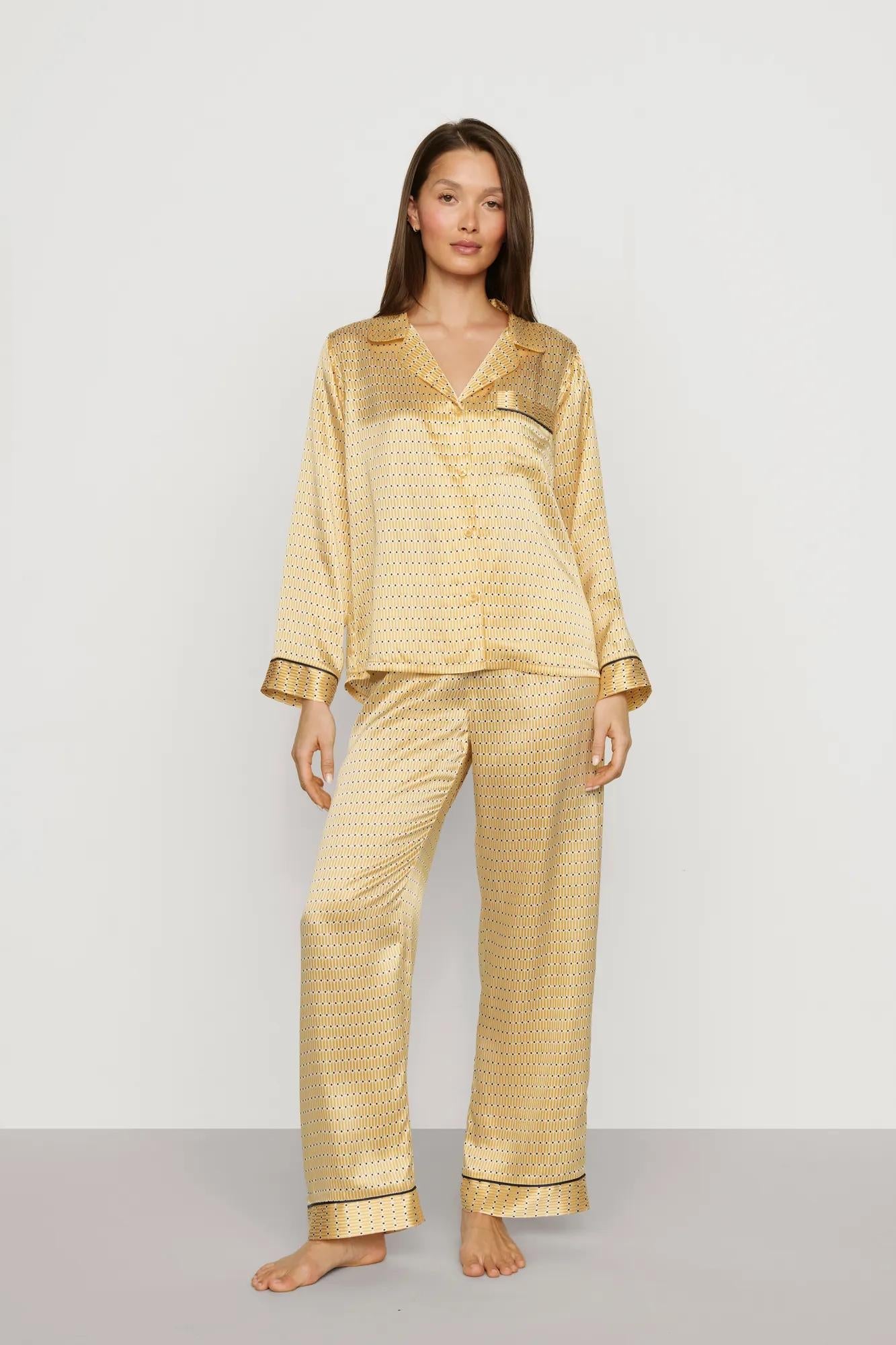 Eberjey Inez Washable Silk Printed Long PJ Set
