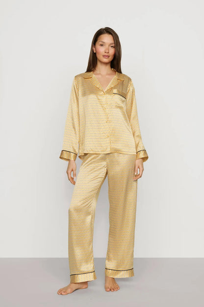 Eberjey Inez Washable Silk Printed Long PJ Set