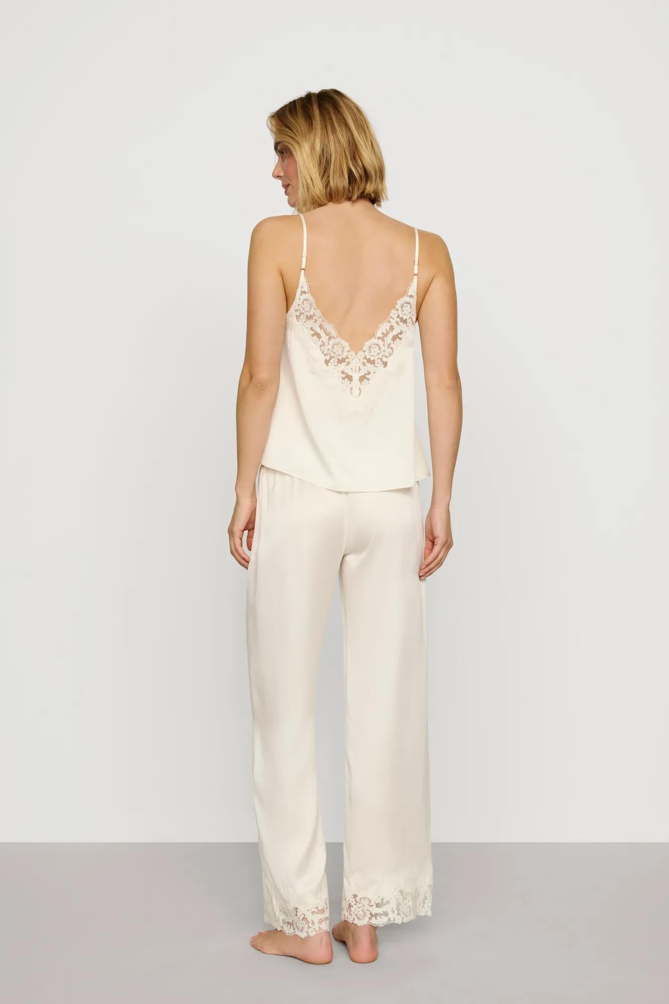 Eberjey Washable Silk with Lace Embroidery Cami & Pant PJ Set