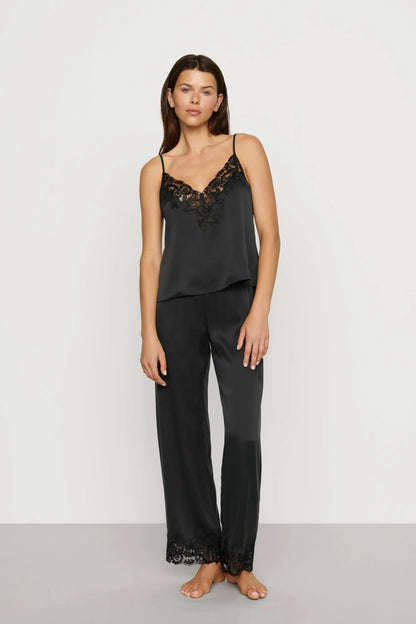 Eberjey Washable Silk with Lace Embroidery Cami & Pant PJ Set
