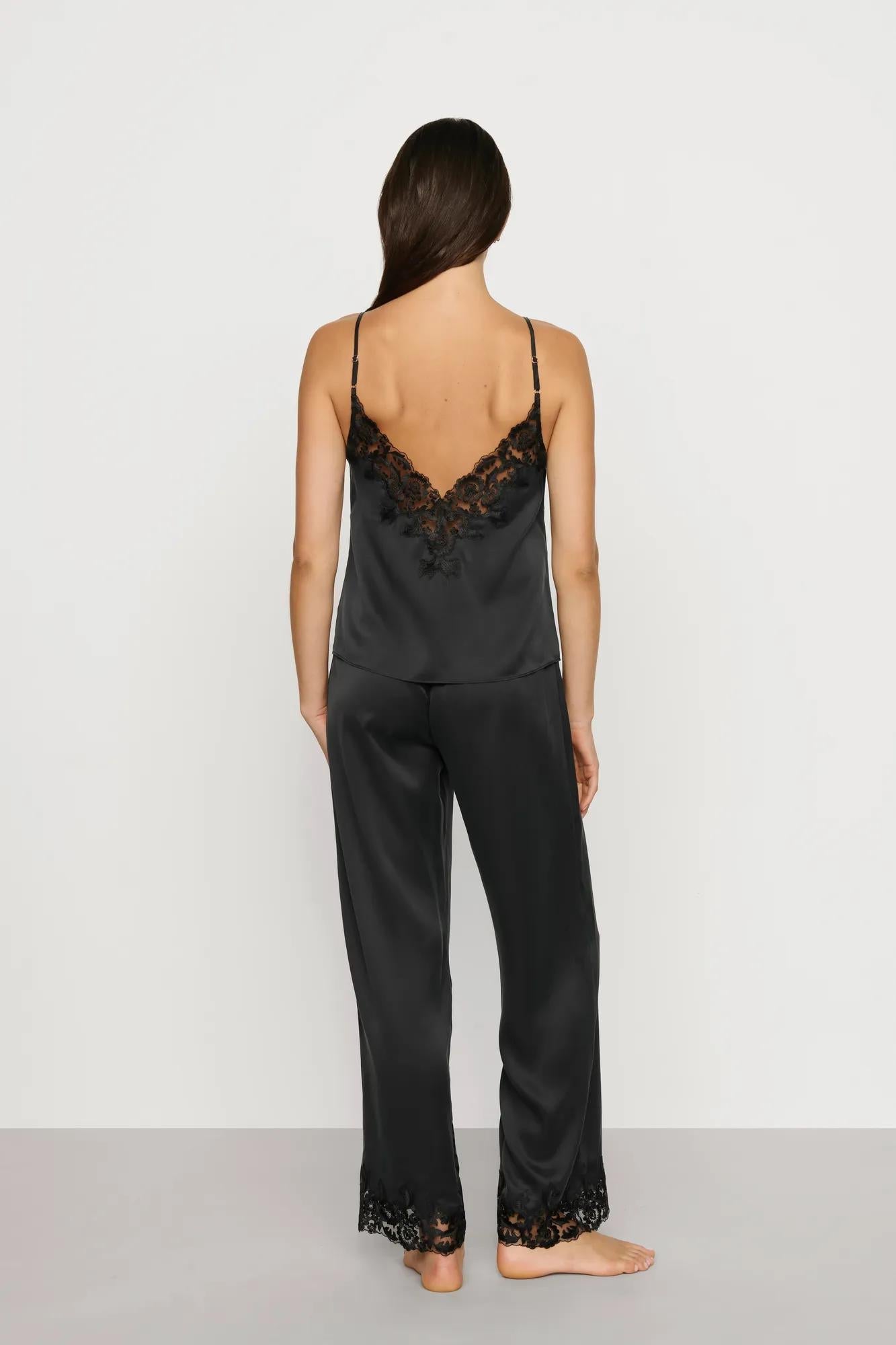 Eberjey Washable Silk with Lace Embroidery Cami & Pant PJ Set