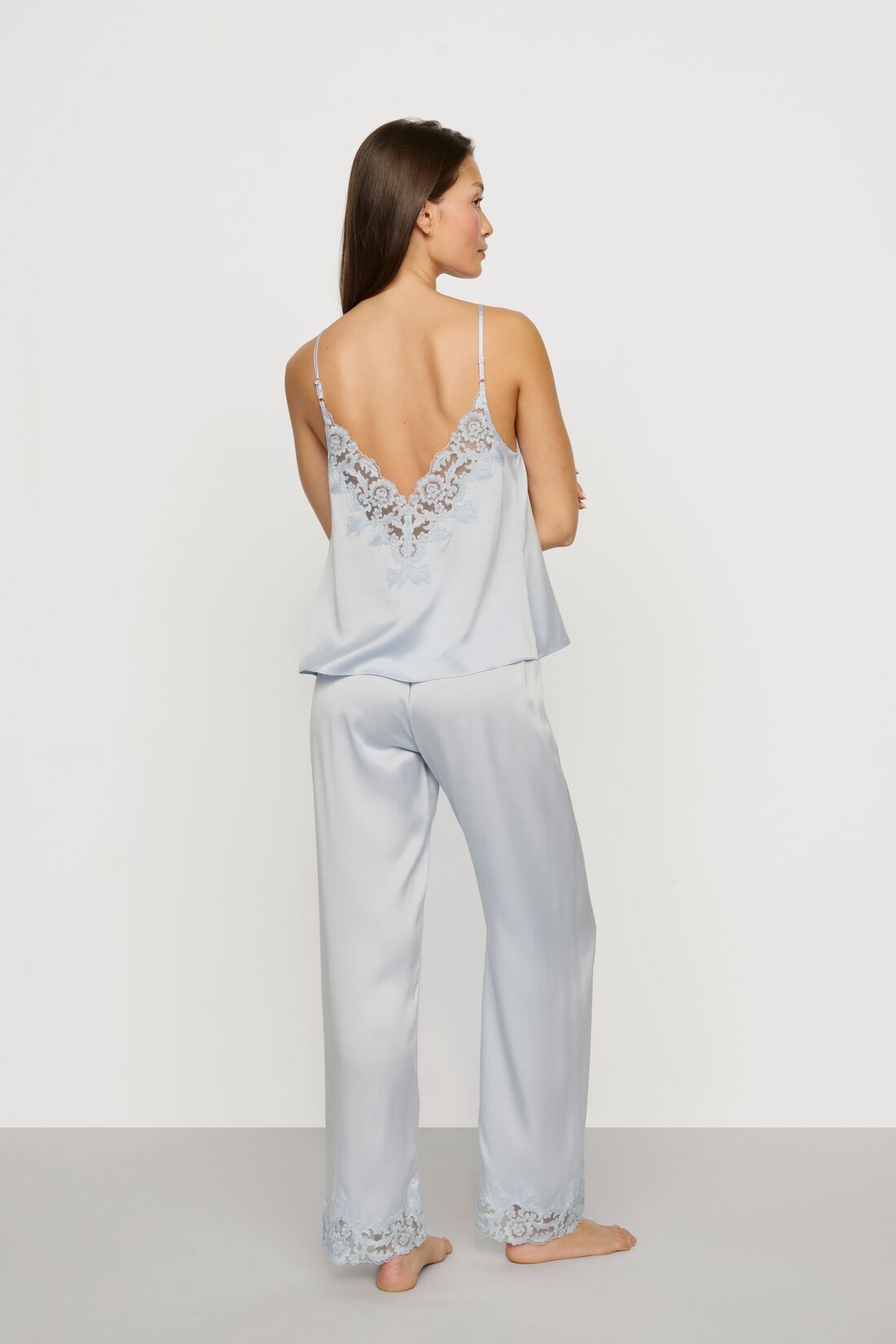 Eberjey Washable Silk with Lace Embroidery Cami & Pant PJ Set