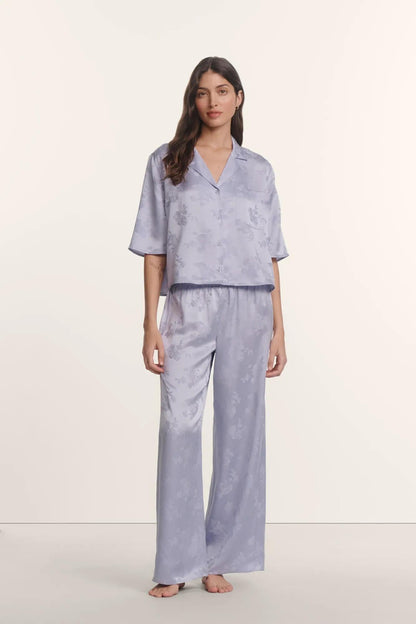Eberjey Inez Washable Silk Jacquard Relaxed Wide Leg Pant PJ Set