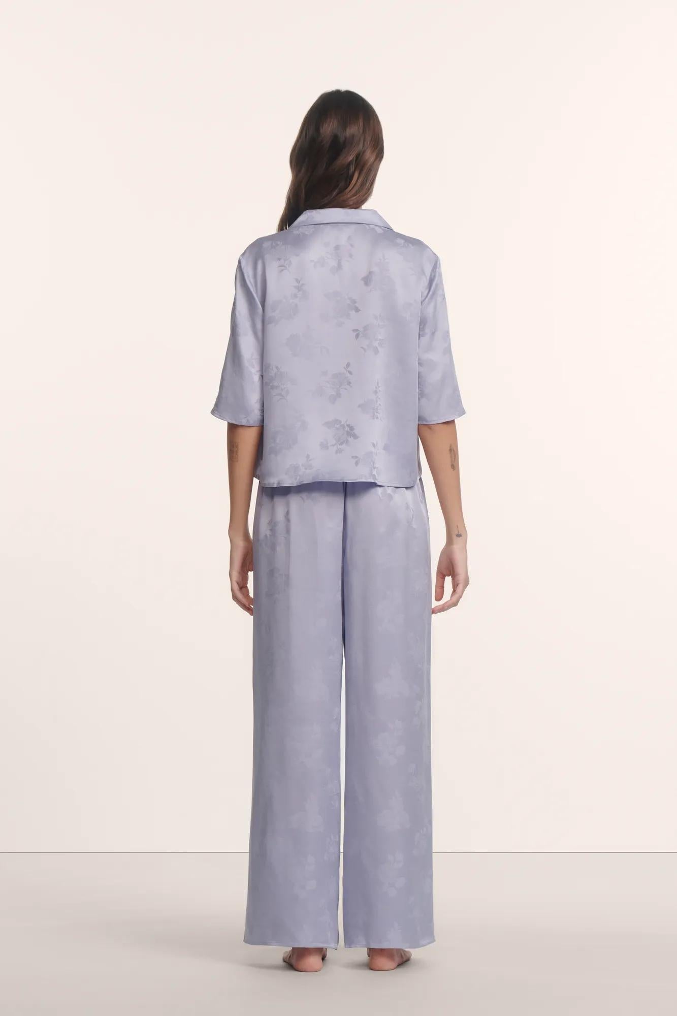 Eberjey Inez Washable Silk Jacquard Relaxed Wide Leg Pant PJ Set