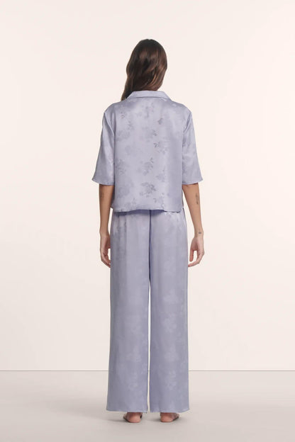 Eberjey Inez Washable Silk Jacquard Relaxed Wide Leg Pant PJ Set