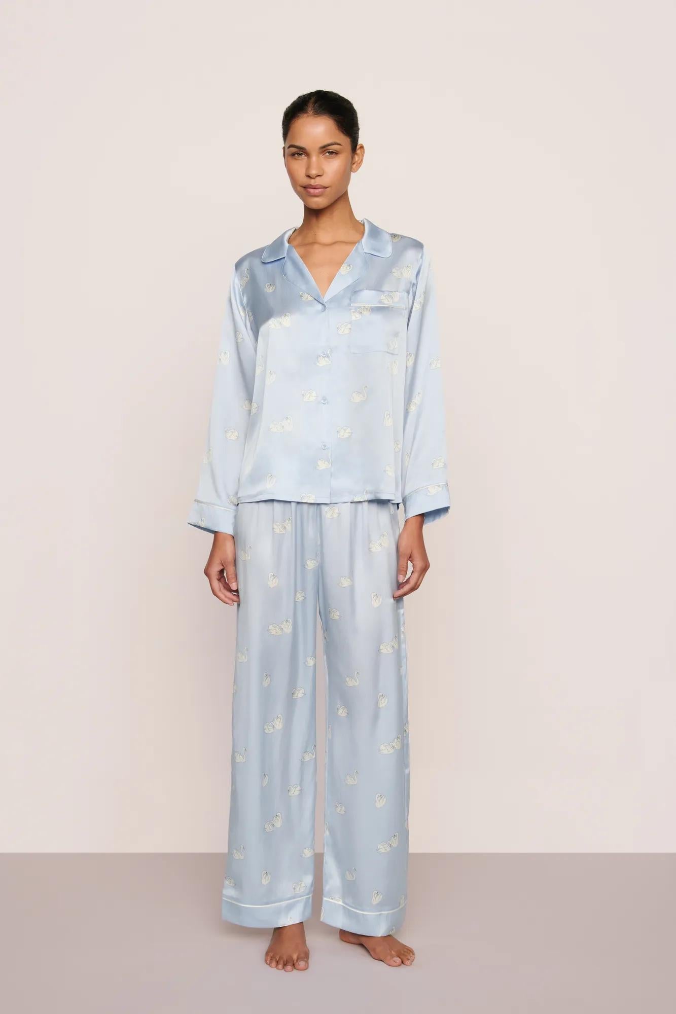 Eberjey Inez Washable Silk Printed Long PJ Set