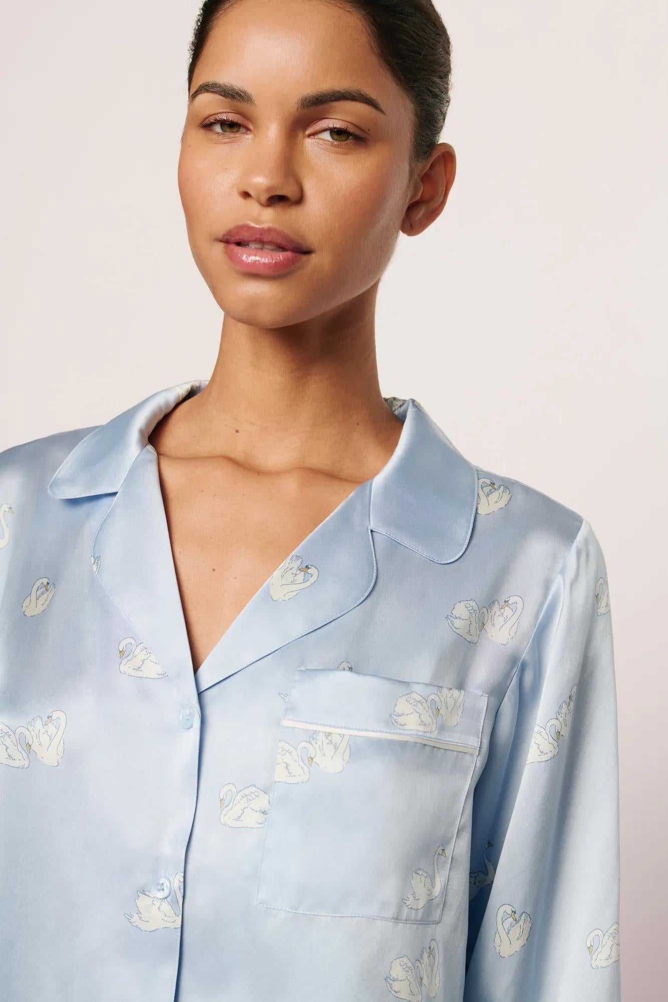 Eberjey Inez Washable Silk Printed Long PJ Set