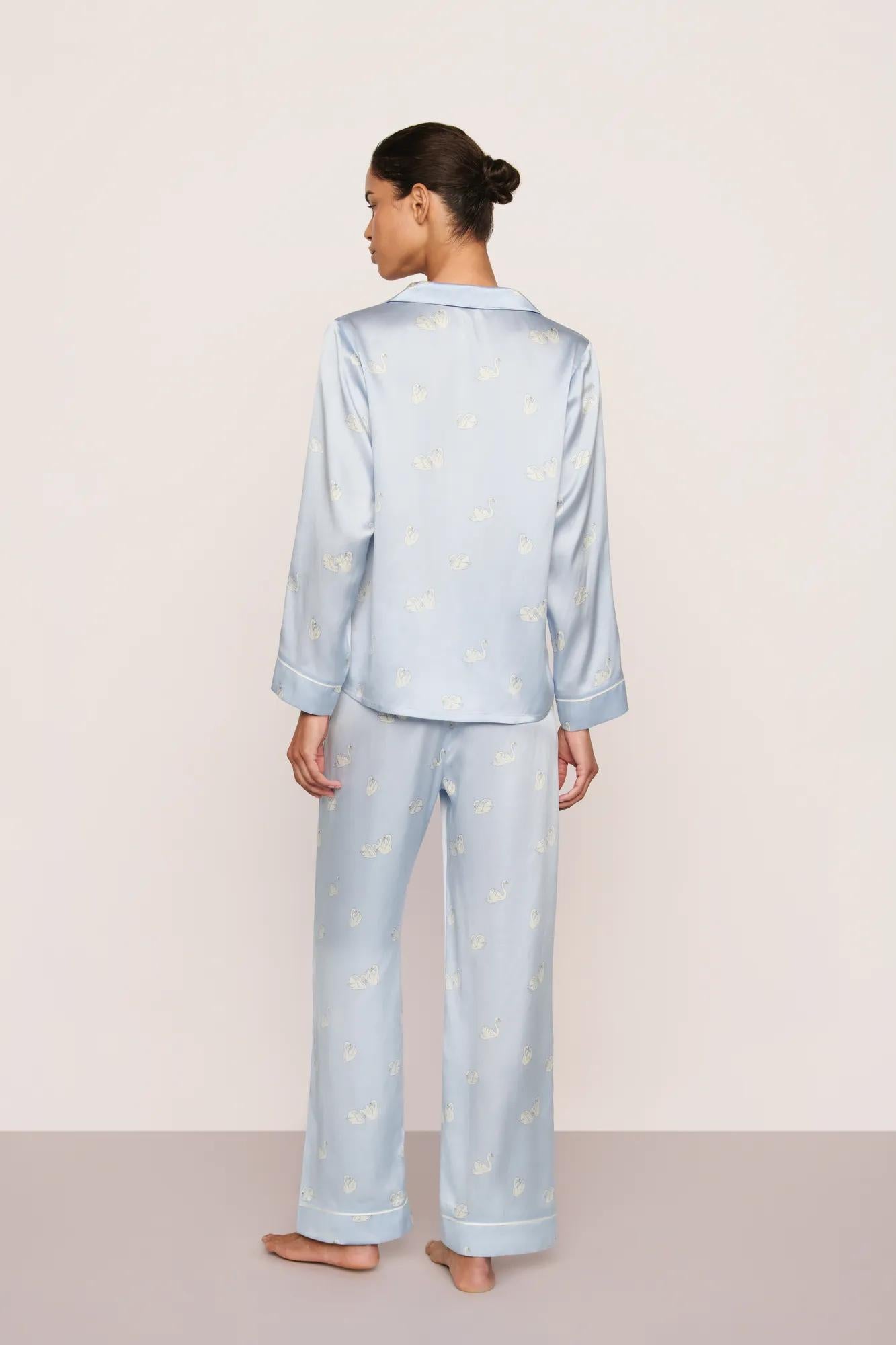 Eberjey Inez Washable Silk Printed Long PJ Set