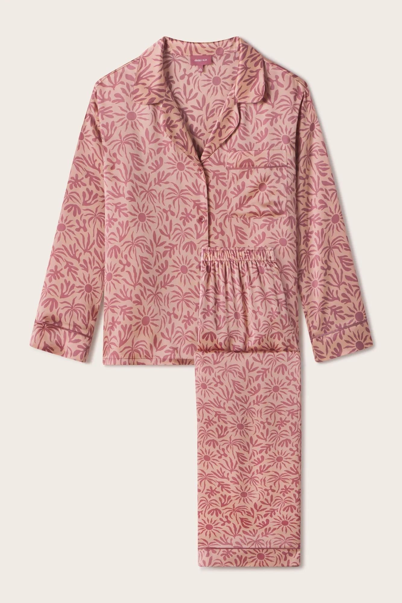 Eberjey Eberjey x ILIA - Inez Washable Silk Printed Long PJ Set