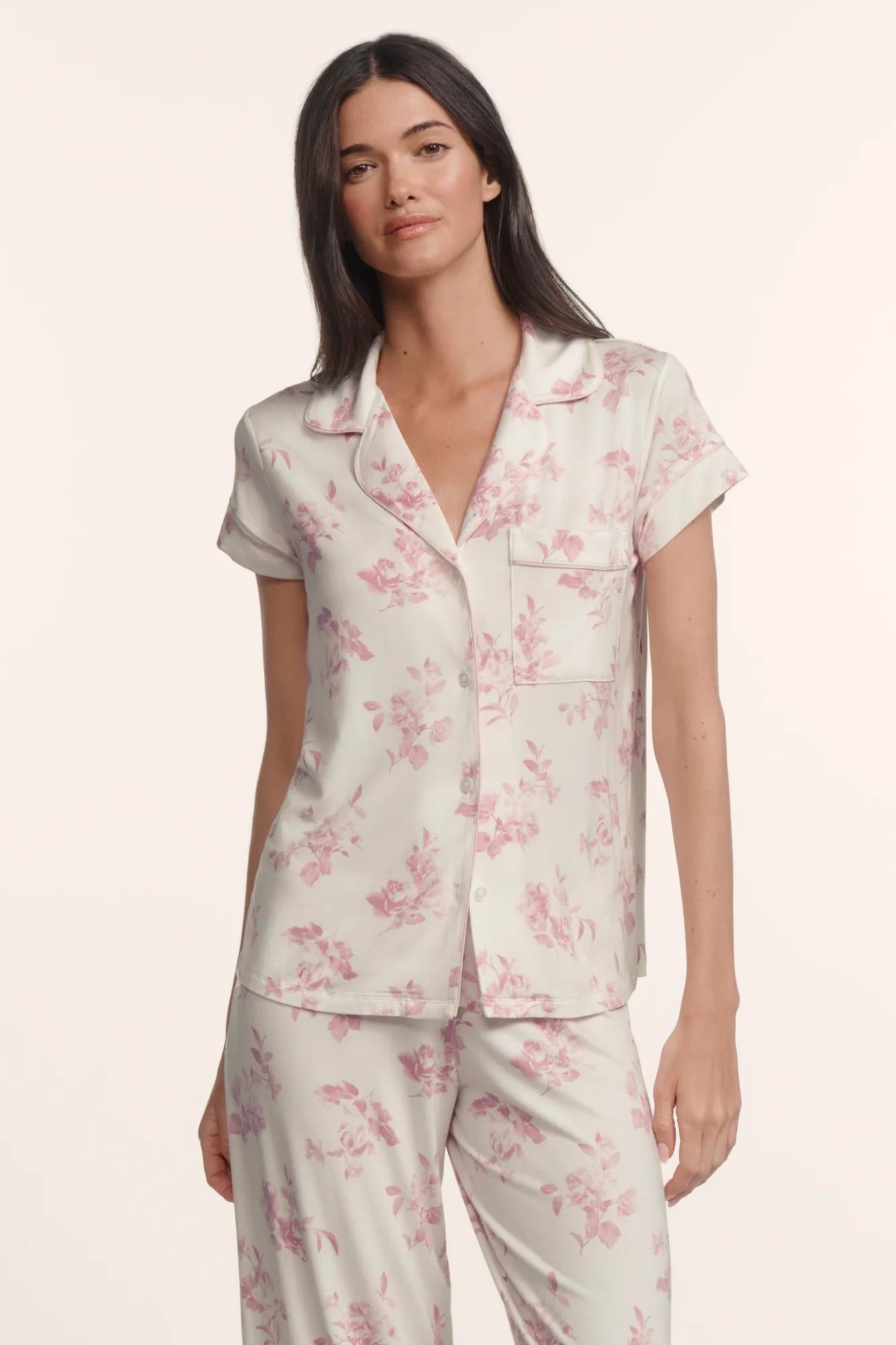 Eberjey Gisele Printed TENCEL™ Modal Short Sleeve Cropped PJ Set