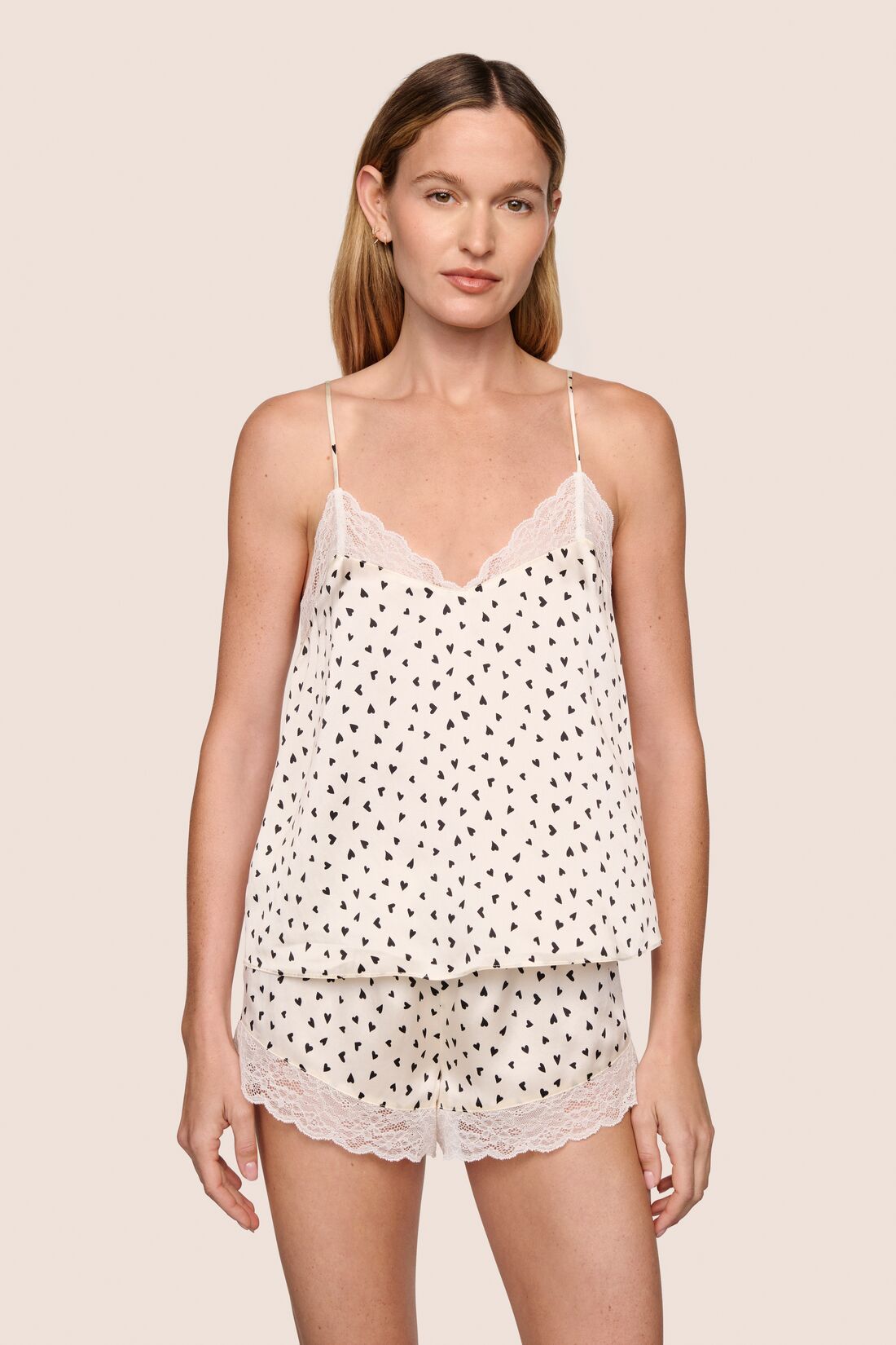 Eberjey Washable Silk Printed Lace Cami & Short Set