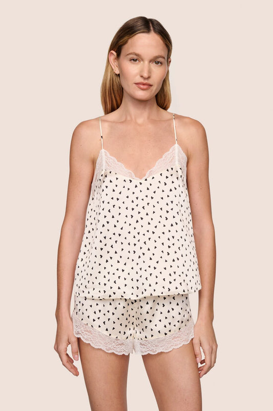 Eberjey Washable Silk Printed Lace Cami & Short Set