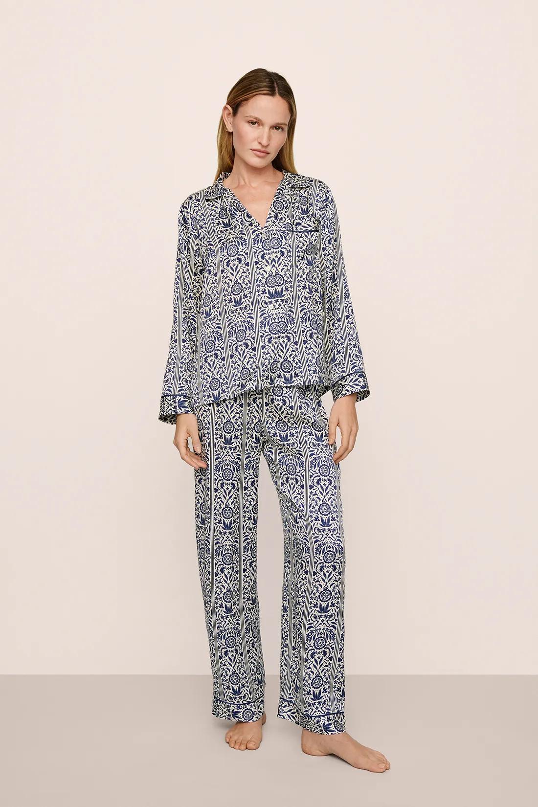 Eberjey Eberjey x Casa Del Sol - Inez Washable Silk Printed Long PJ Set