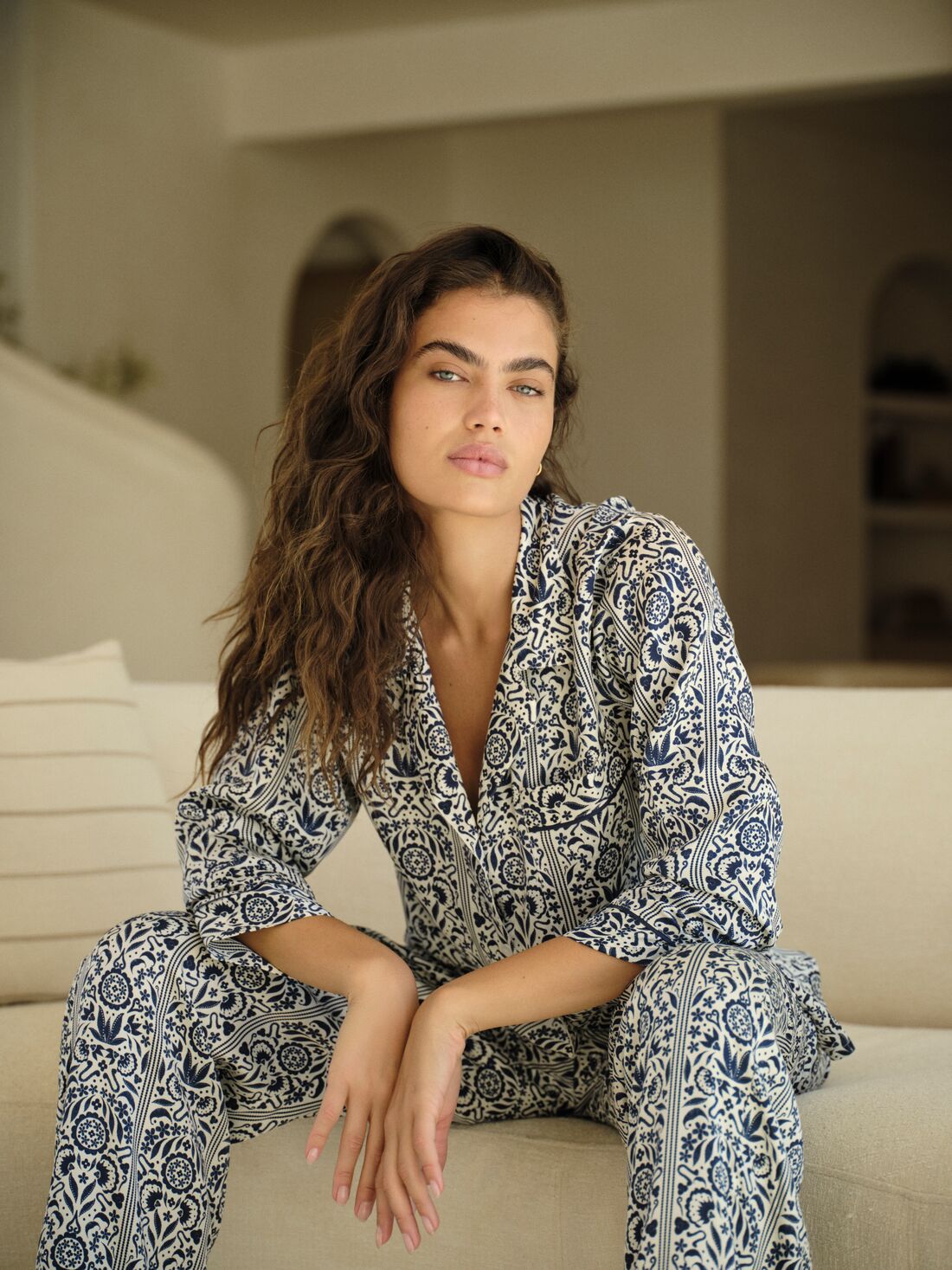 Eberjey Eberjey x Casa Del Sol - Inez Washable Silk Printed Long PJ Set