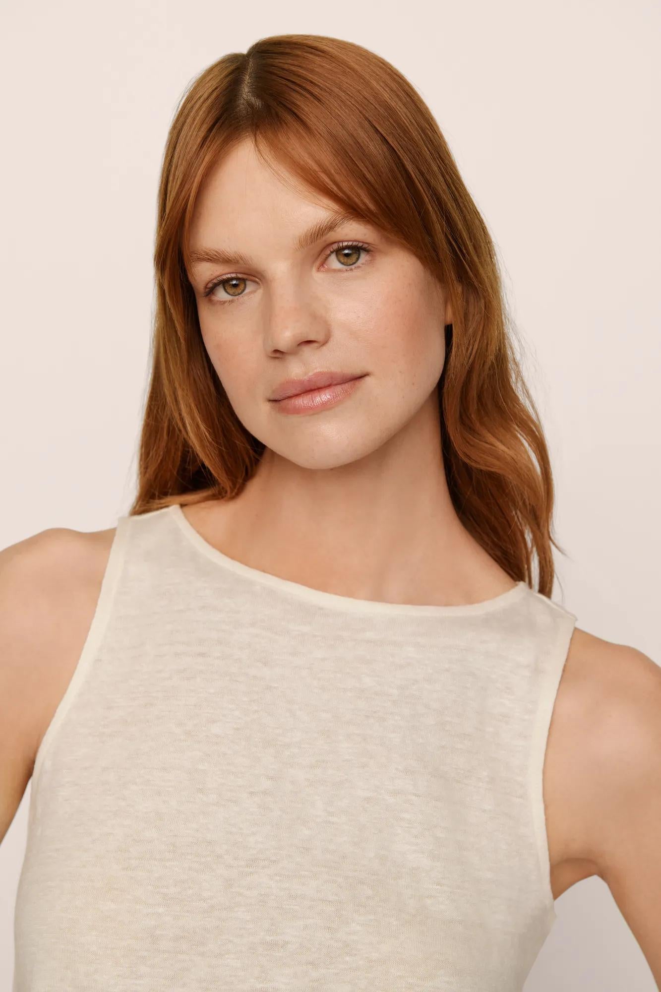 Eberjey Organic Linen Knit Boat Neck Crop Tank