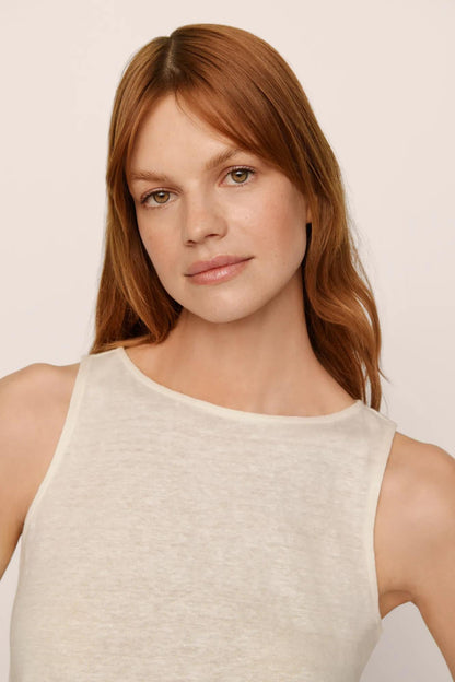 Eberjey Organic Linen Knit Boat Neck Crop Tank