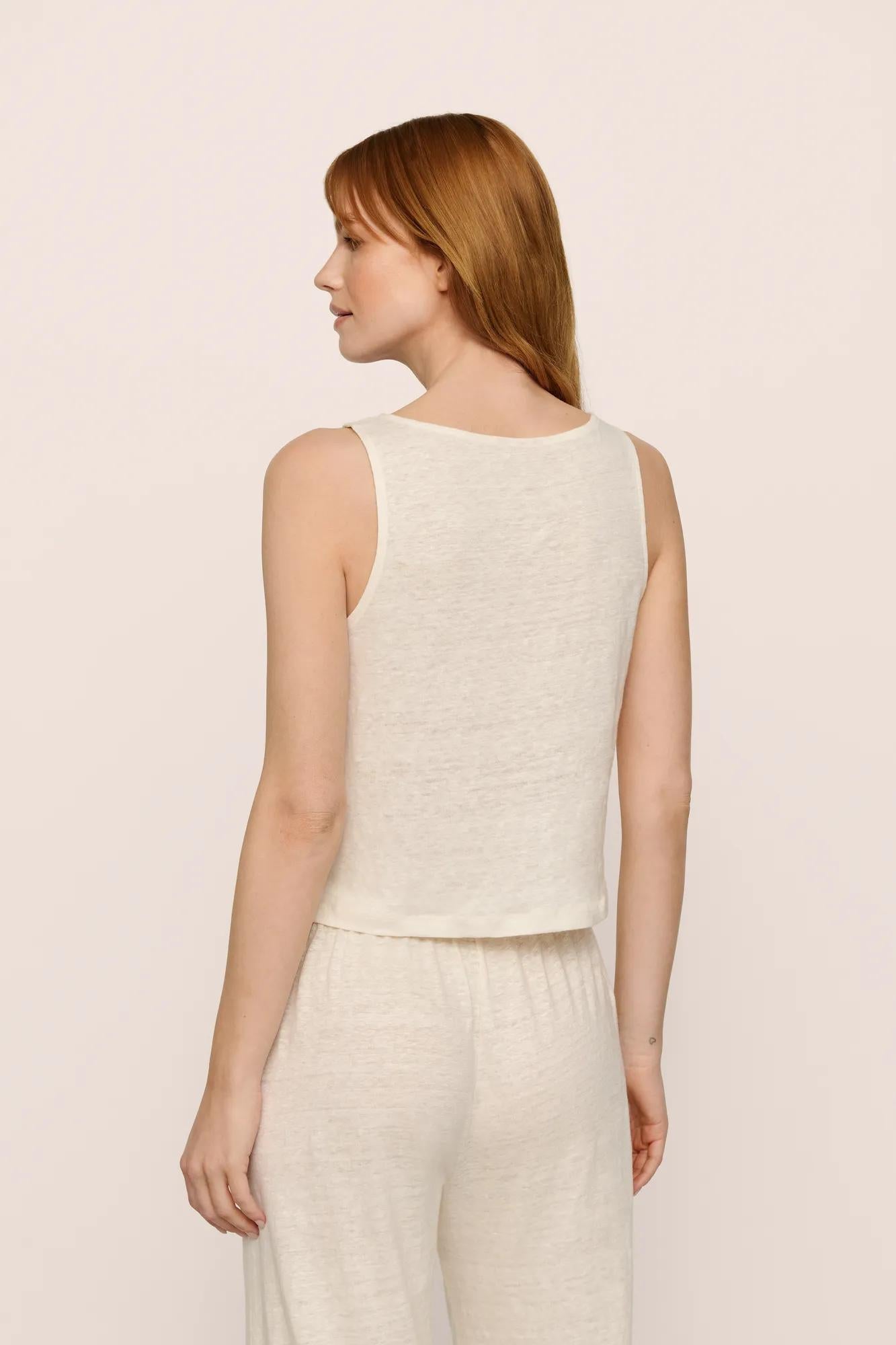 Eberjey Organic Linen Knit Boat Neck Crop Tank
