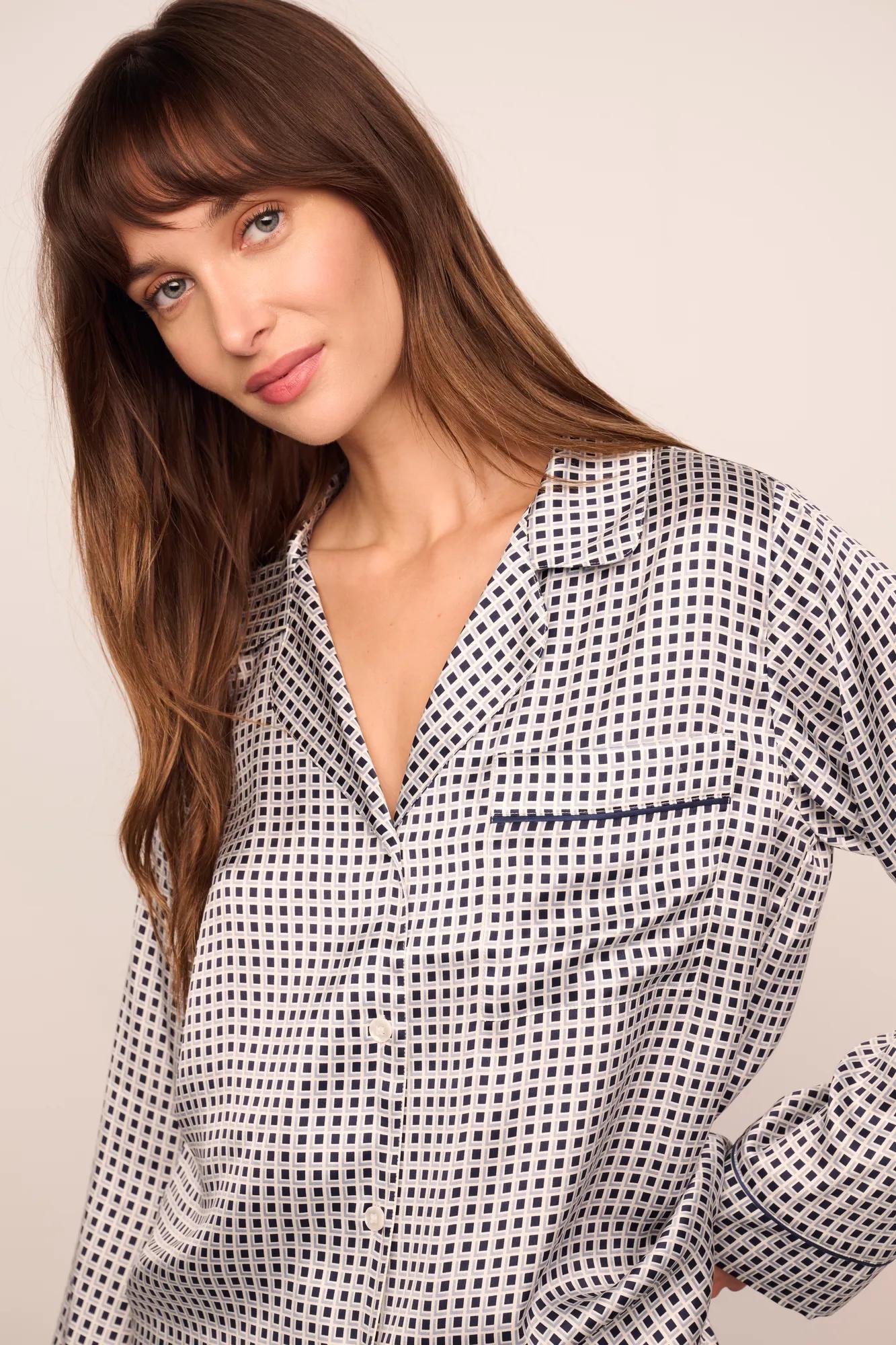 Eberjey Inez Washable Silk Printed Long PJ Set
