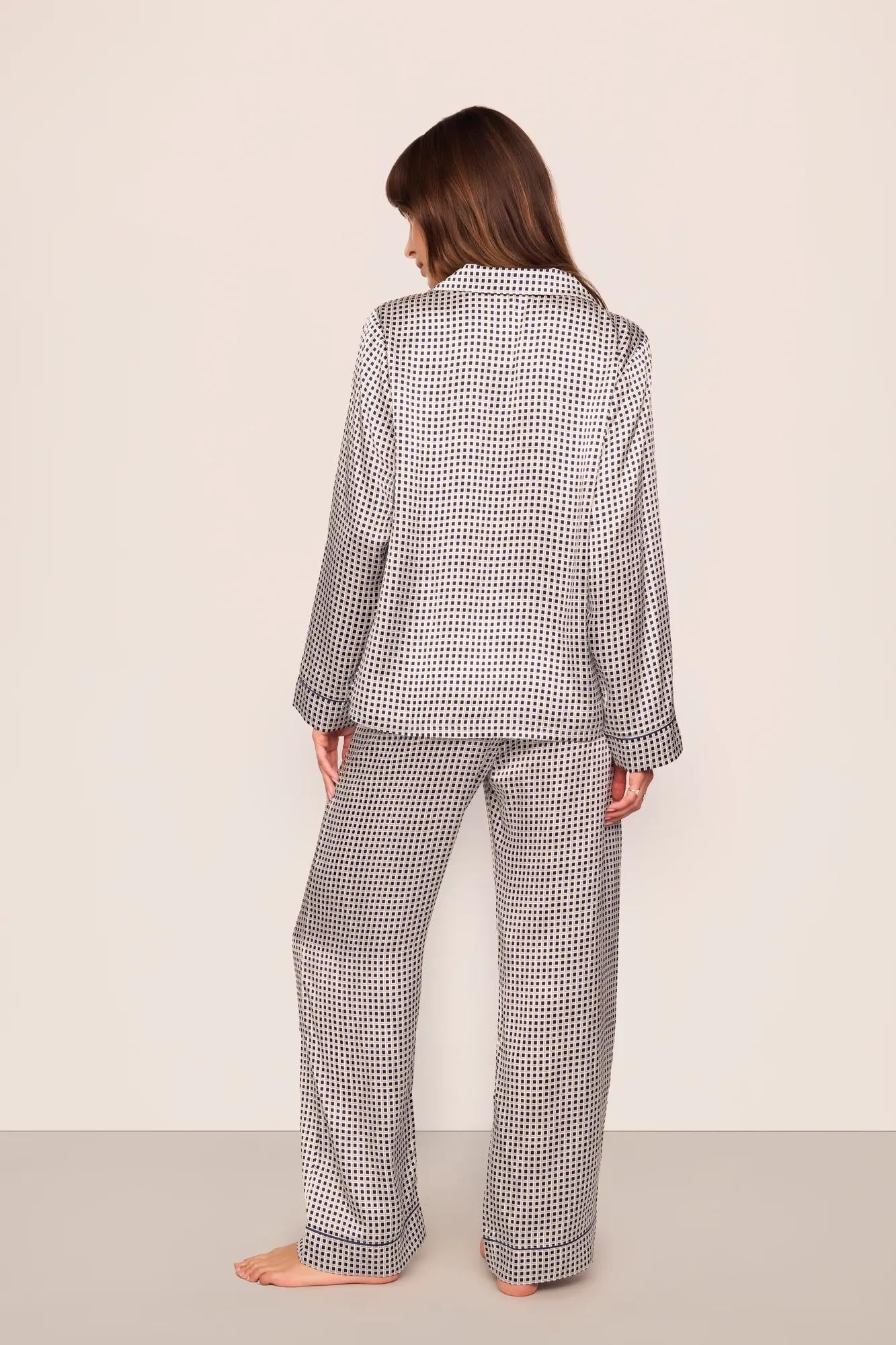 Eberjey Inez Washable Silk Printed Long PJ Set