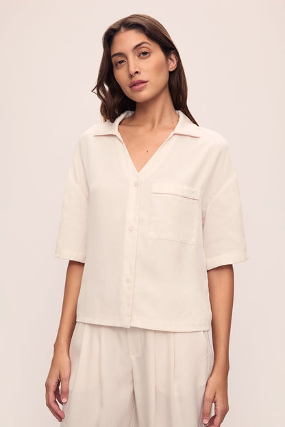 Eberjey Tencel Woven Relaxed Button Front Top