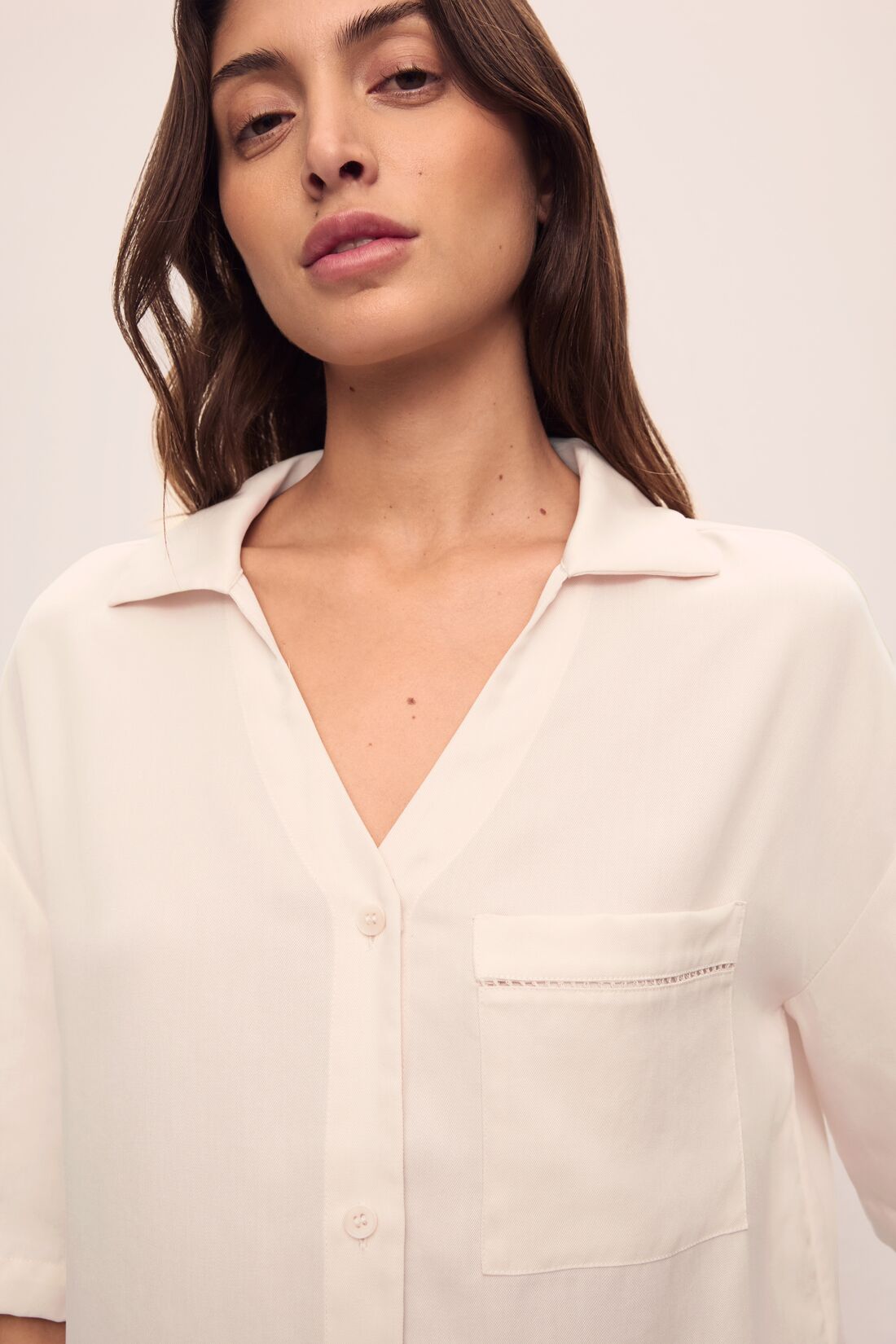 Eberjey Tencel Woven Relaxed Button Front Top