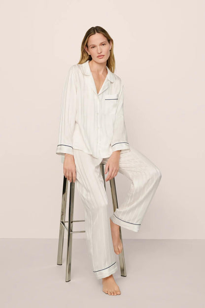 Eberjey Inez Washable Silk Jacquard Long PJ Set