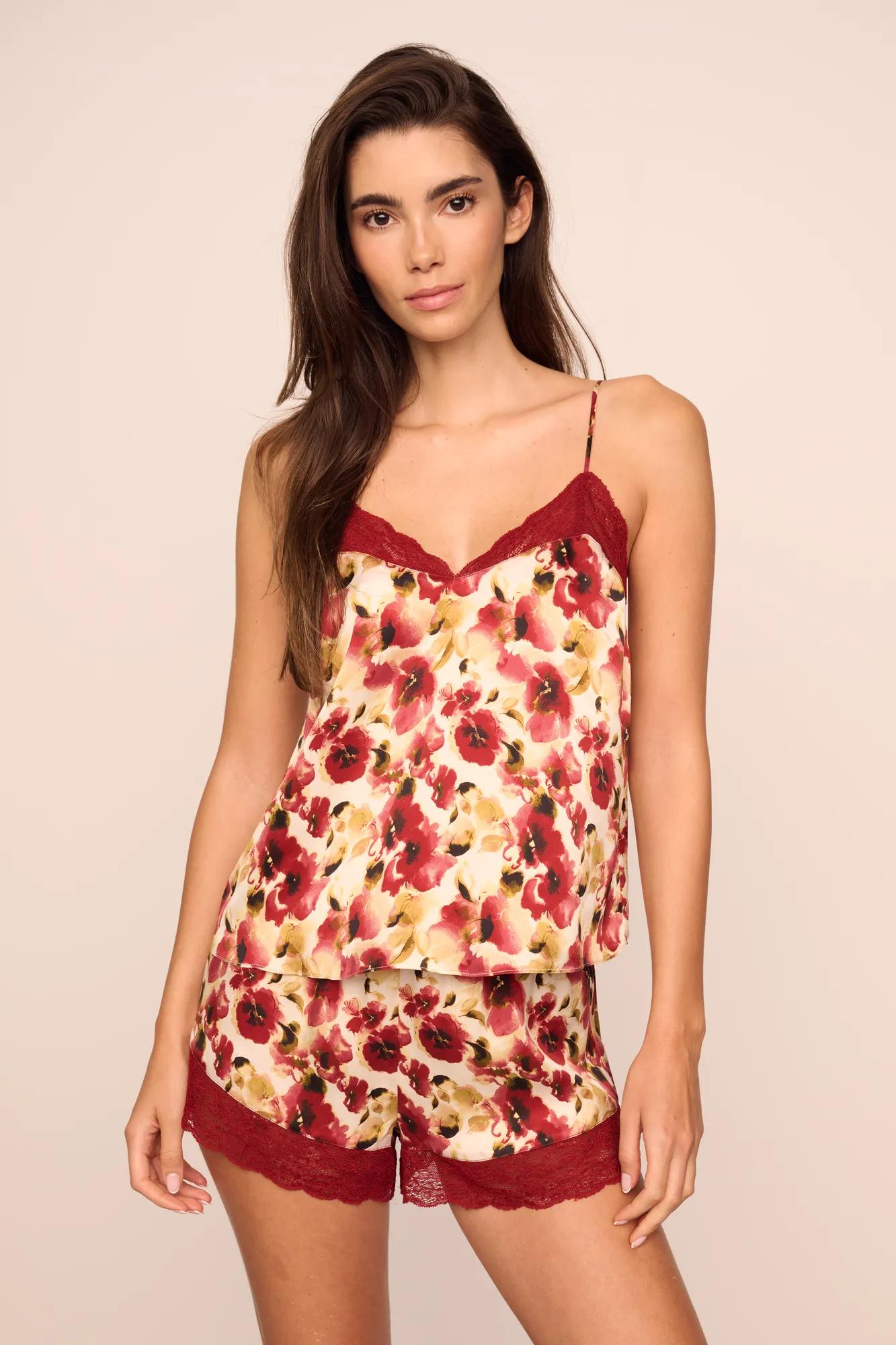 Eberjey Eberjey x Lily Aldridge - Washable Silk Printed Lace Cami & Short Set